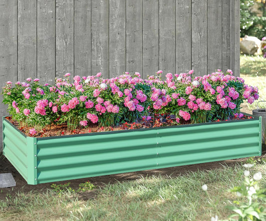Domi Galvanized Raised Garden Bed, Outdoor Planter Garden Boxes Large Metal Planter Box for Gardening Vegetables Fruits Flowers, Green (6x3x1ft)