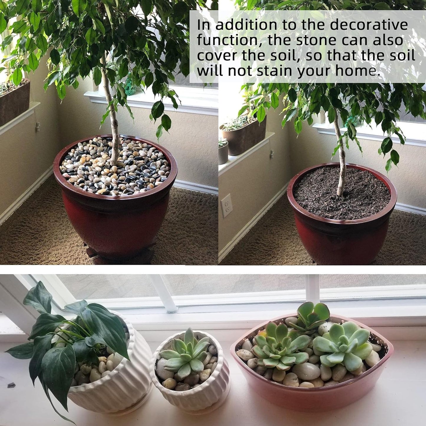 CJGQ Pebbles for Plants 7 lb Natural River Rocks for Garden Outdoor Aquariums Gravel 1-1.5 Inches