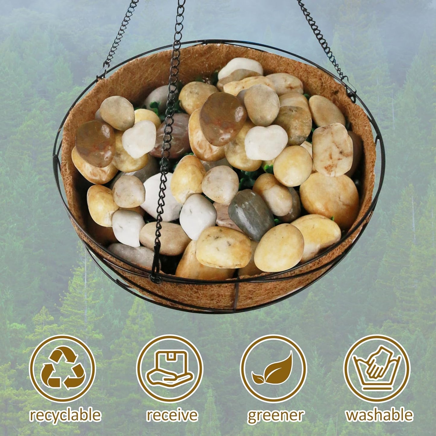 Sunnyglade 5 LBS River Rocks, 2-3 Inch Natural Pebbles for Indoor Plants, High Polished Decorative Stones Vase Filler Fish Tank Aquariums Landscaping Garden Outdoor and Indoor DIY (5, Pounds)