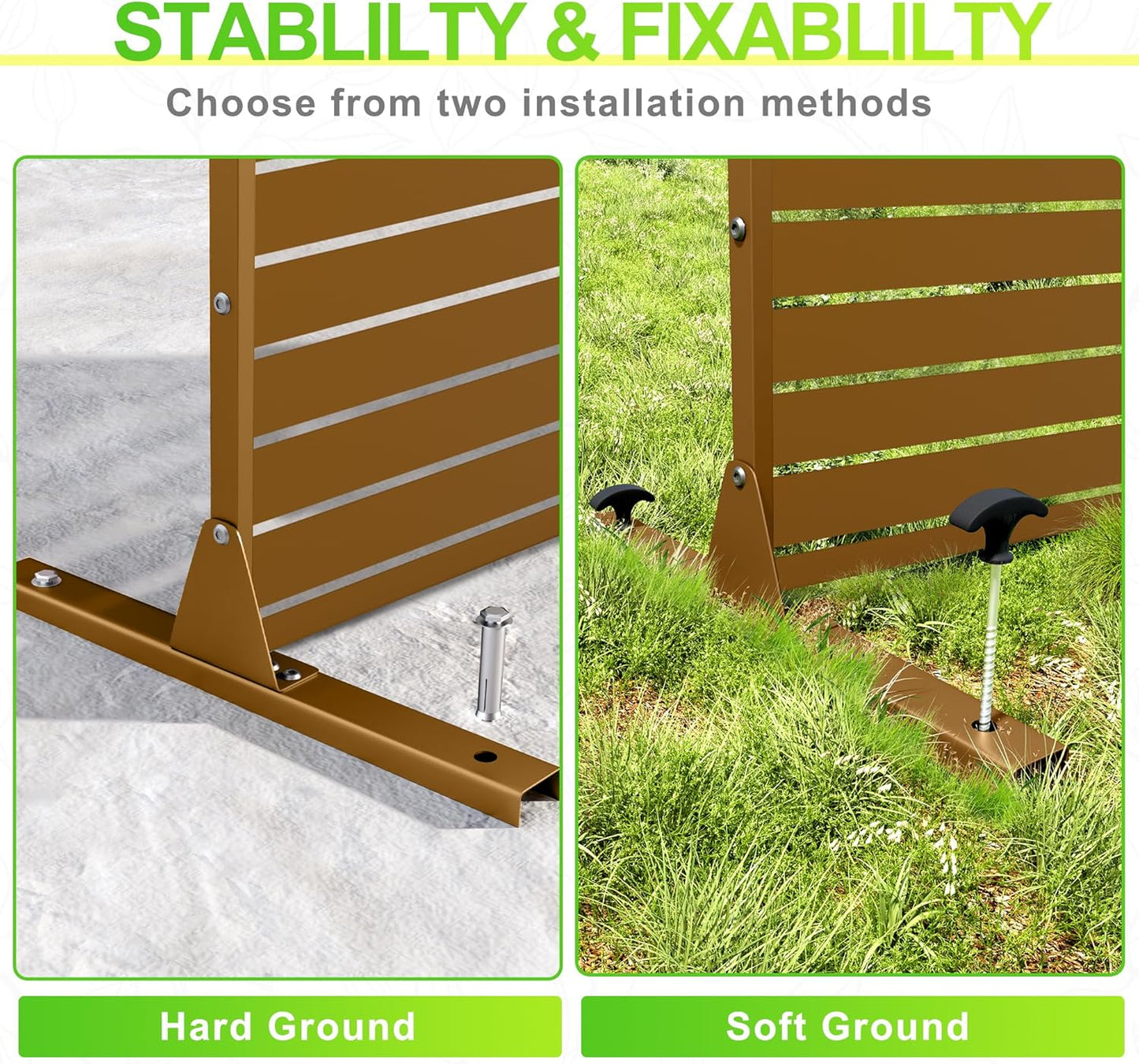 Outdoor Privacy Screen,72" H×47" W Metal Privacy Screen, Freestanding Privacy Fence Panels for Patio