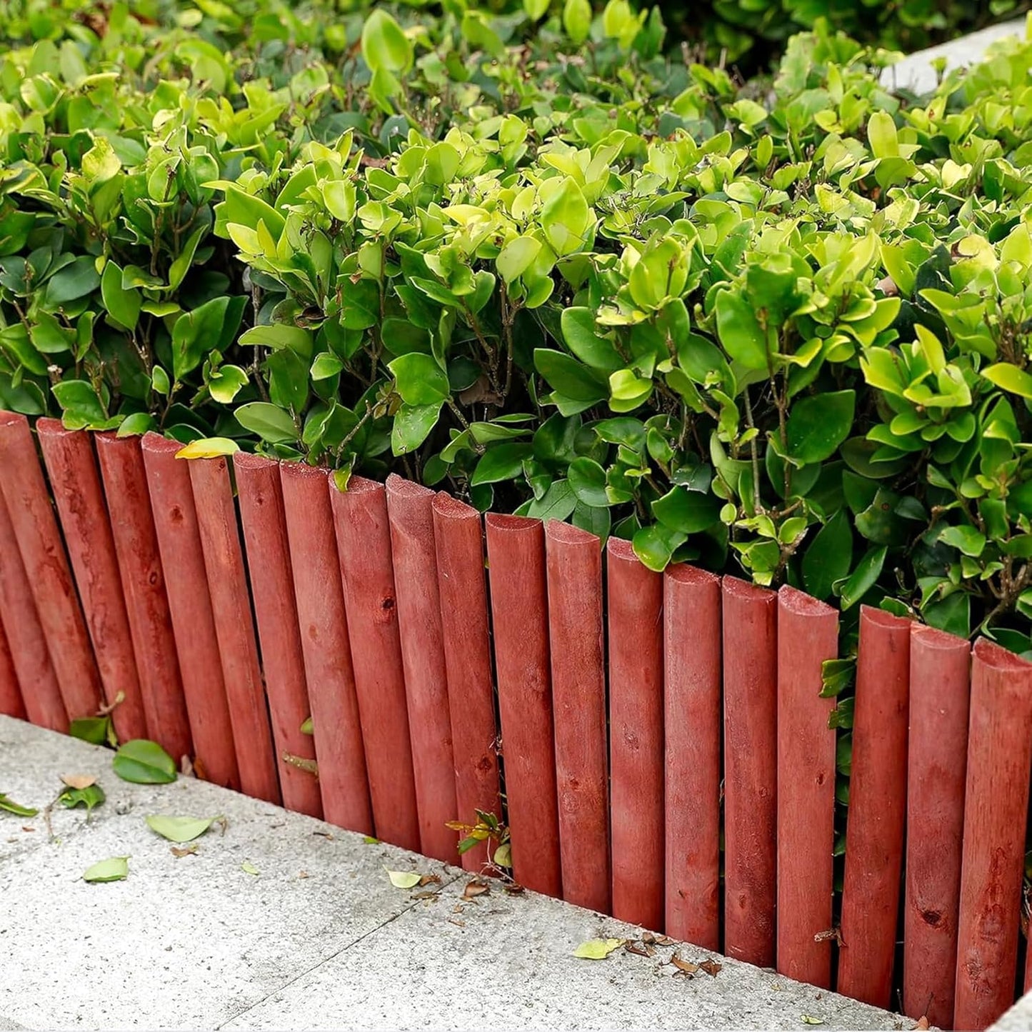 Worth Garden 3.5 Ft Wooden Short Fence Outdoor Landscape Edging Flexible Decorative Border - Tree Fence - Spring Garden & Yard Maintenance - 7.9'' H x 42'' L - (H:7.9'', Red) - K619A04