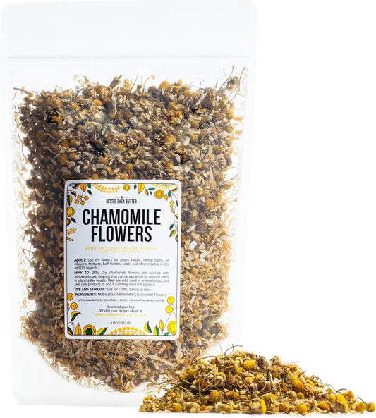 Dried Chamomile Flowers Bulk - Edible Dry Flowers for Relaxing Chamomile Tea - Dried Flowers for Soap Making, Chamomile Herbs Petals for Bath, DIY Salve & DIY Projects