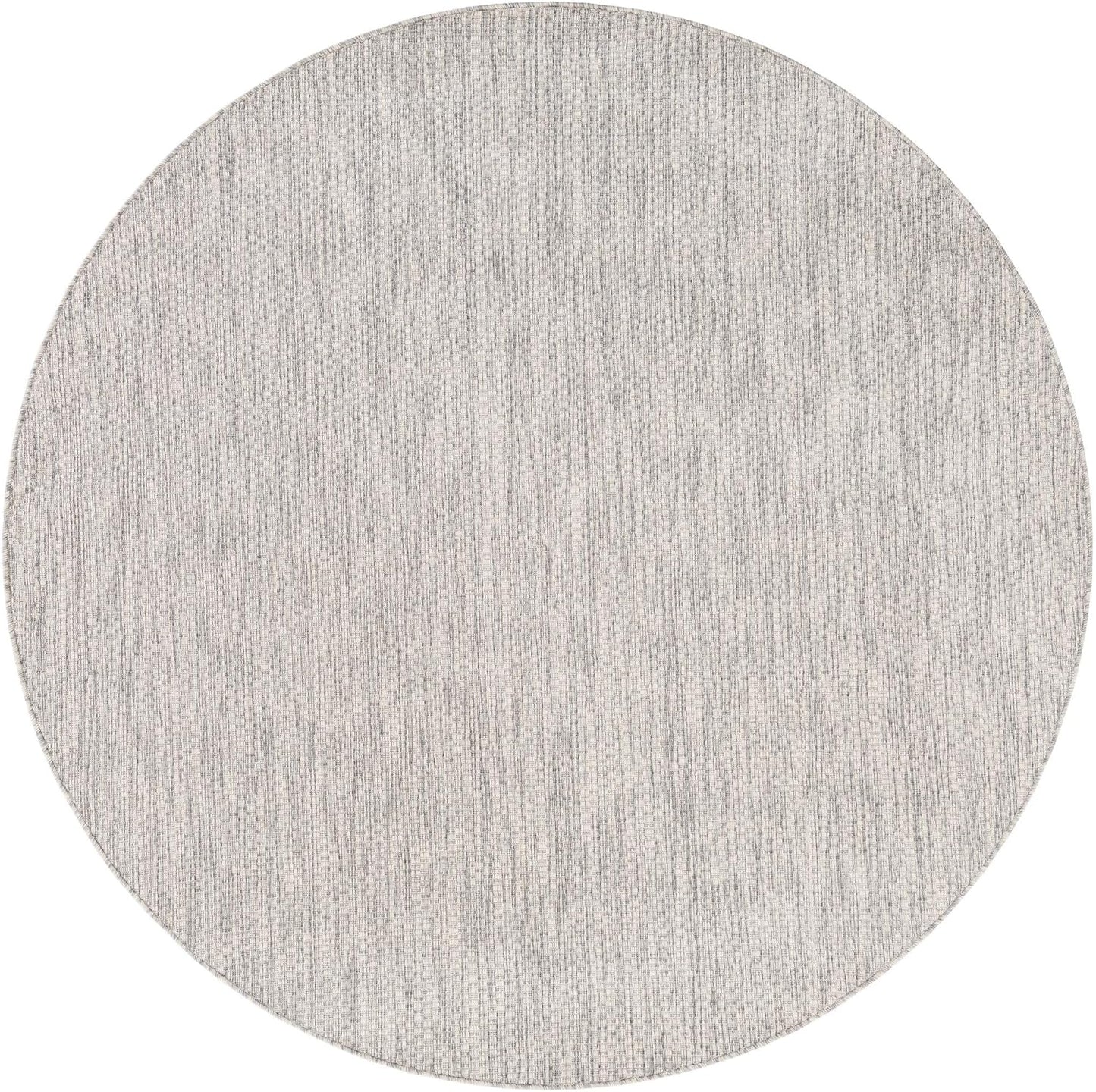 Unique Loom Outdoor Solid Collection Area Rug (6' 1" Round Light Gray/Ivory)