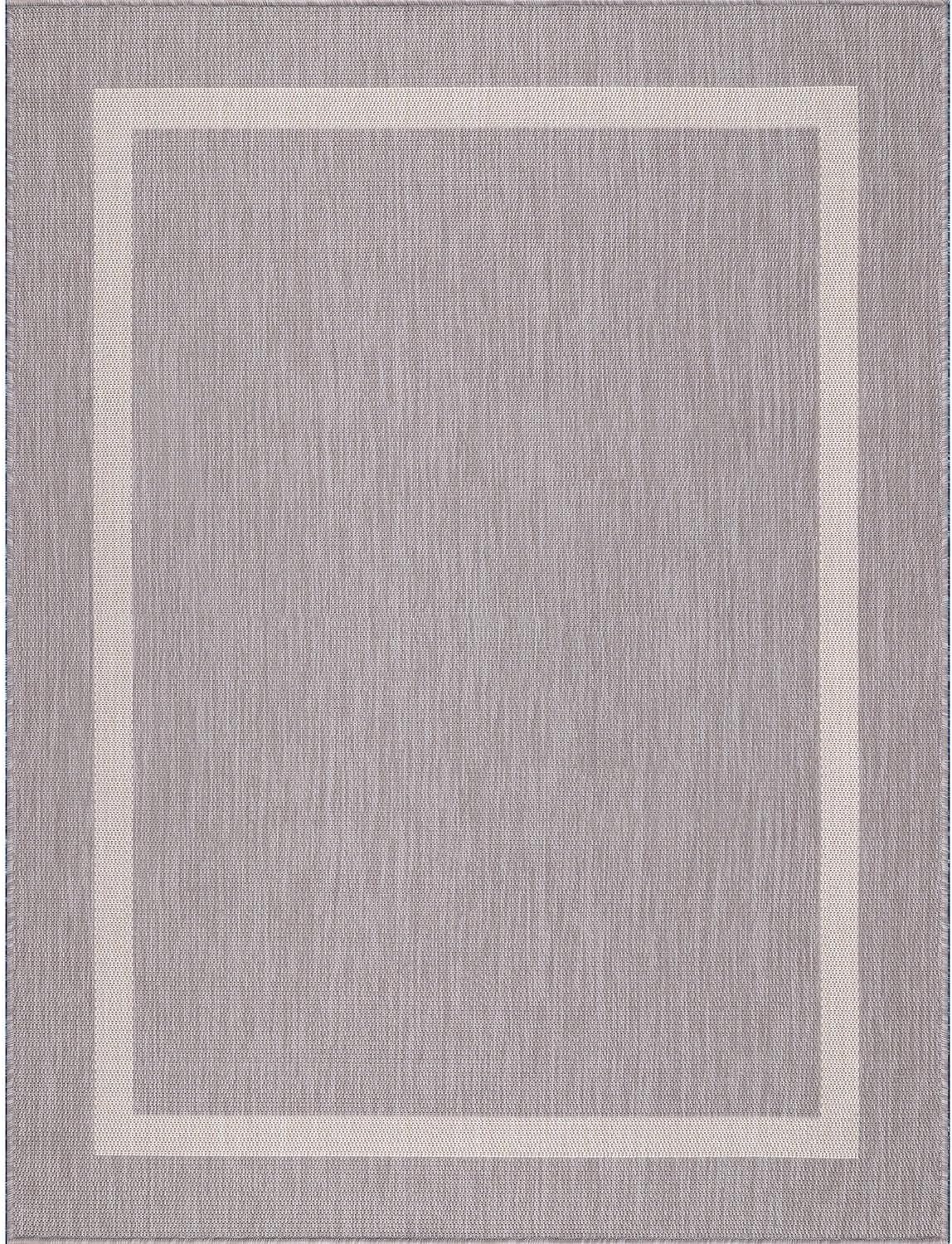 Bordered Outdoor Rug 6x9 Washable Outside Carpet for Indoor Patio Porch Waterproof Easy Cleaning Non Shedding Area Rugs Gray 6 x 9