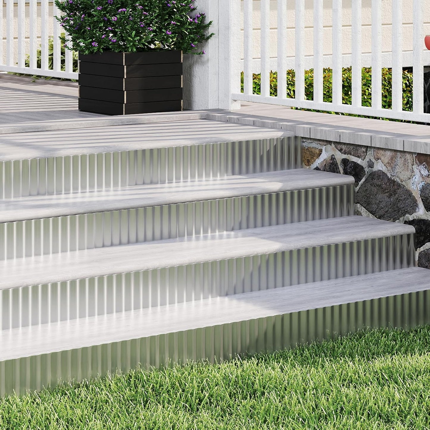 Metal Garden Edging Border, Corrugated Steel Landscaping, DIY for Lawn (Silver, 6 Inch x 10FT)