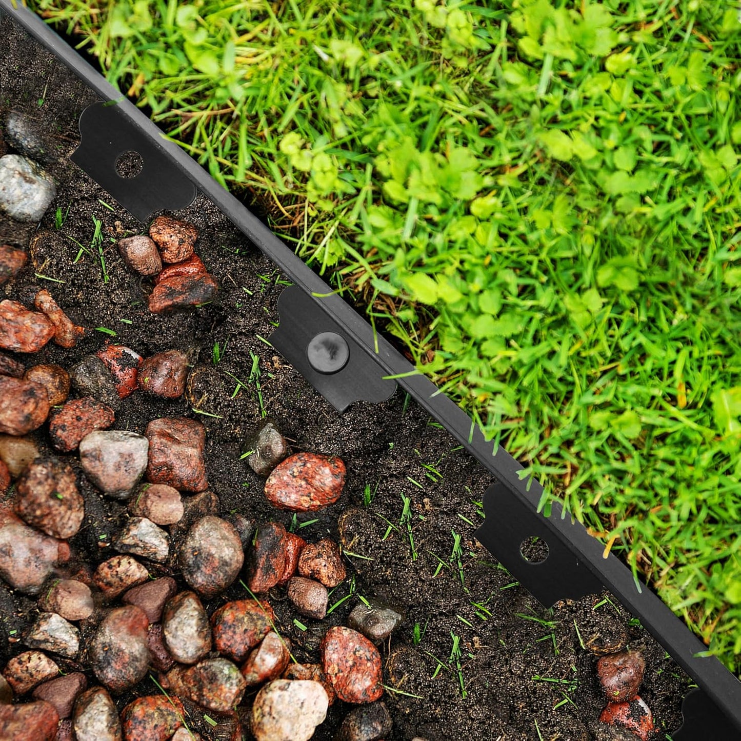 Gardzen 1.5" x 60' Landscape Edging Kit, Garden Edging Coil Comes with 60 Pcs Spikes, No Dig Lawn Border Design