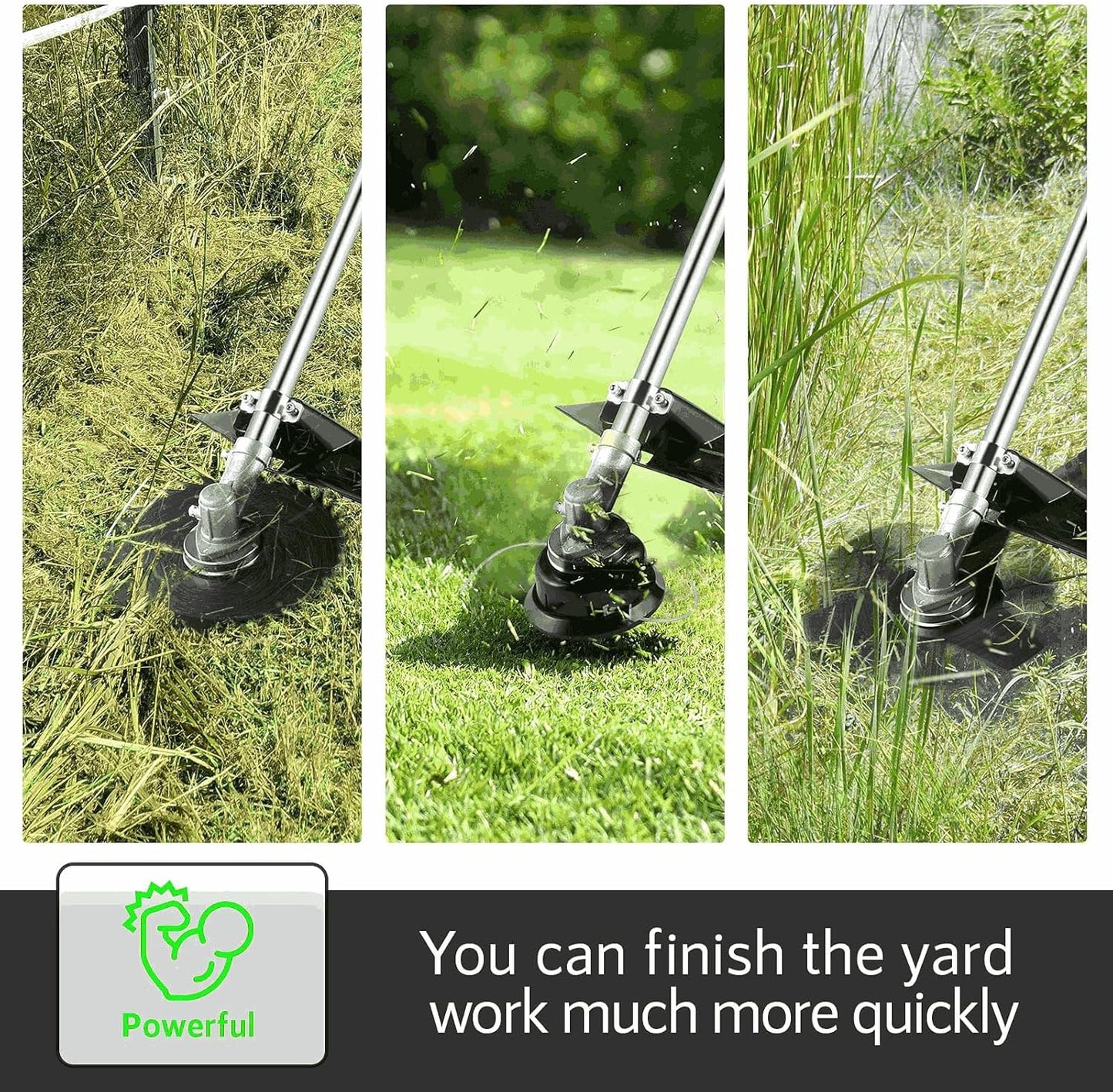 Homdox 4 in 1 Gas Brush Cutter, 58cc 2-Cycle Gas Weed Eater, String Trimmer and Weed Wacker Trimmer for Lawn and Garden Care Trimming, Green