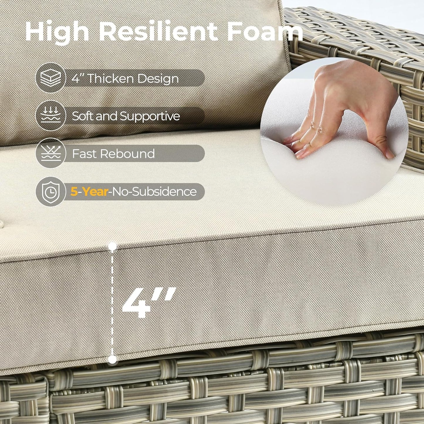 HOOOWOOO Outdoor Sectional Patio Furniture Set with Fire Pit Table,15 Pieces Wicker Conversation Sets L Shaped Couch,Extra Deep Out Door Sofa Outside Furniture with Swivel Chair Ottoman,Beige