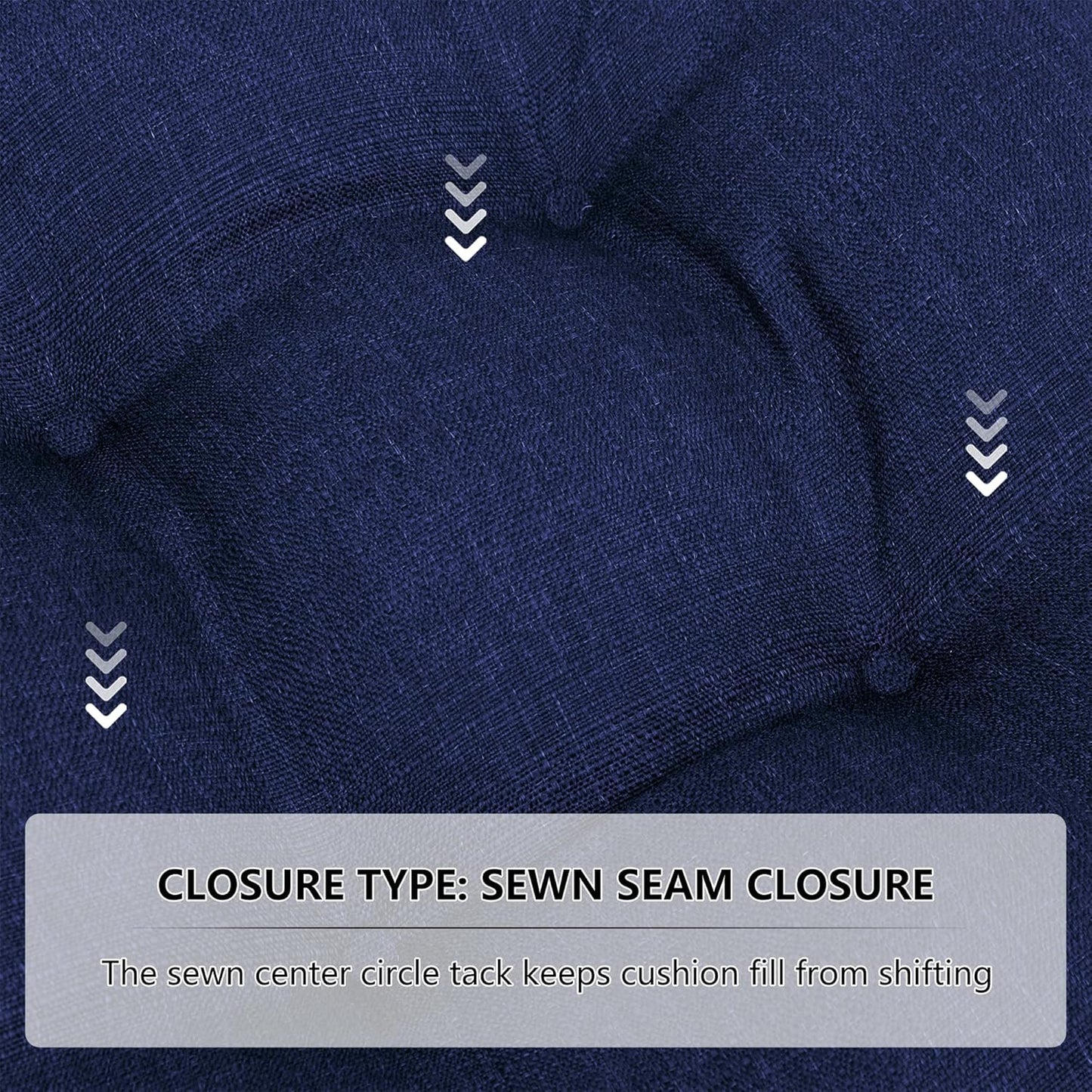 RACE LEAF Outdoor Seat Cushions Set of 2, 17" x 17" Square Patio Cushions, Plump Filling Tufted Water-Resistant Olefin Chair Seat Cushion with Ties for Non-Slip Support, Navy