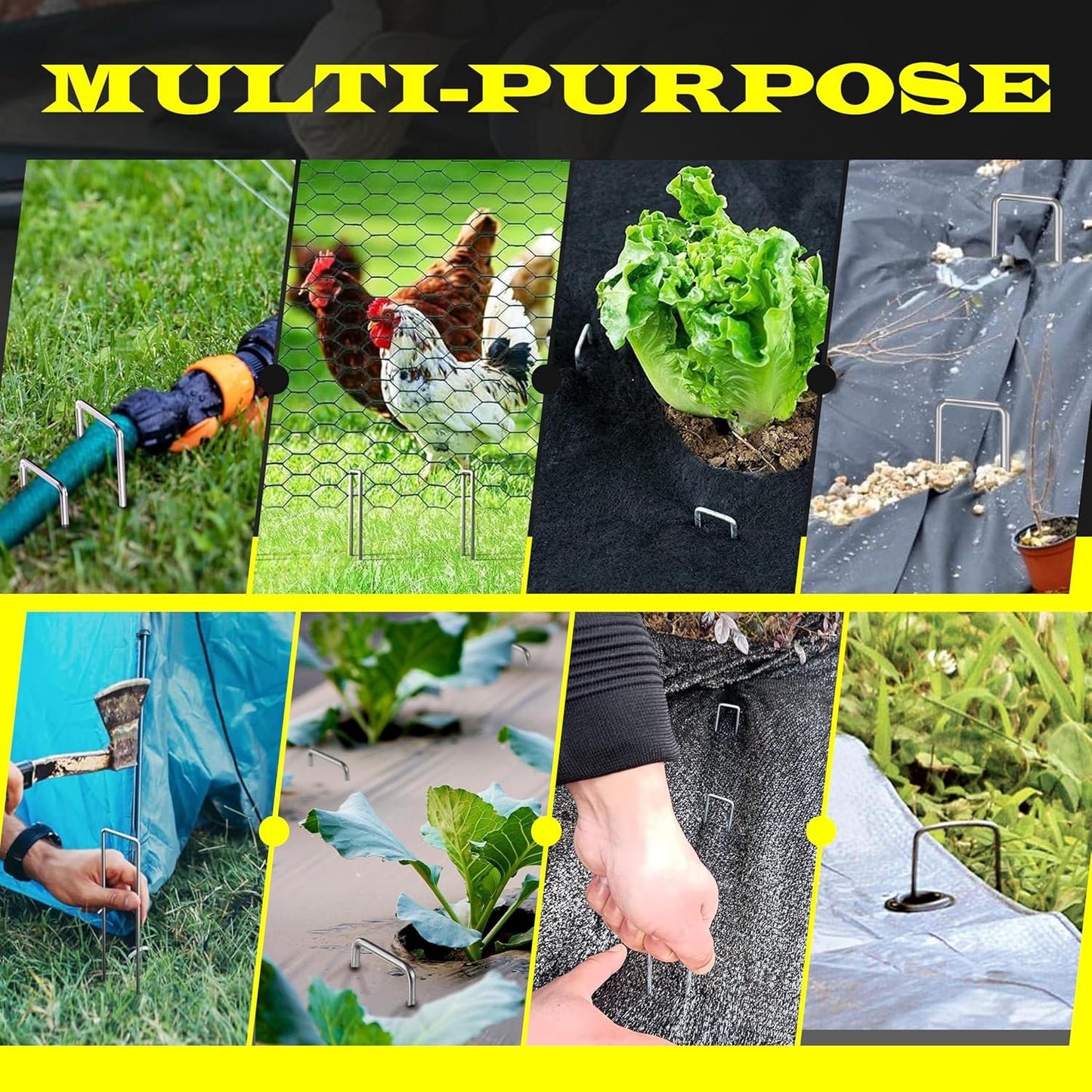 1100 Pack x 6 Inch Landscape Staples Galvanised, Fabric Pins, 11 Gauge, Garden Staples, Tent Stakes, Fabric Pins for Lawn, Fence, Tent, Decoration, Weed Barrier, Outdoor. (1100 x 6in)