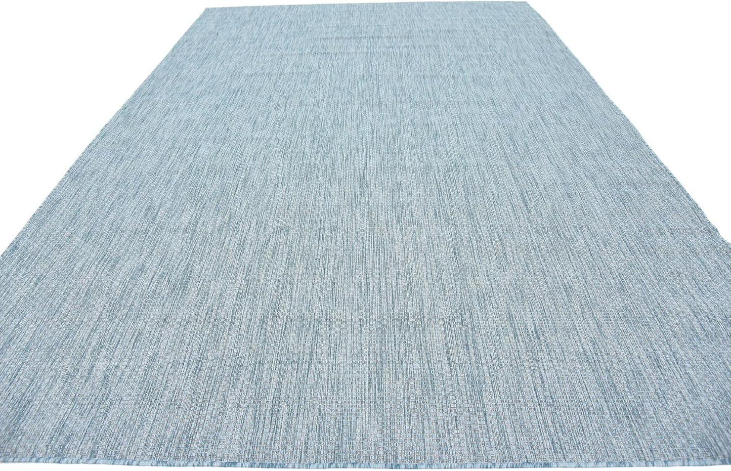 Unique Loom Collection Casual Transitional Solid Heathered Indoor/Outdoor Flatweave Area Rug (8' x 11' 4" Rectangle, Aquamarine/Ivory)