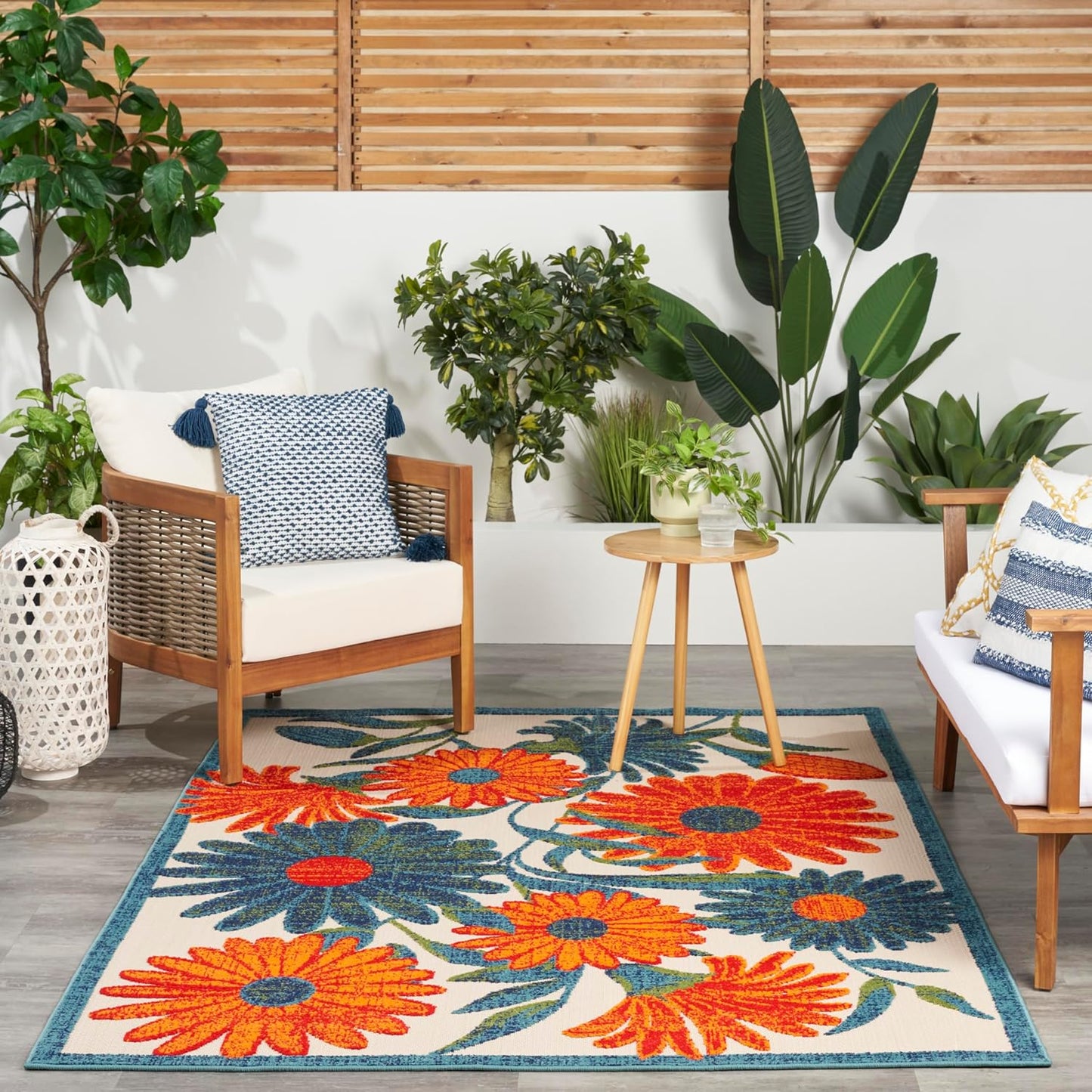 Nourison Aloha 4' x 6' Ivory Multicolor Fabric Outdoor Area Rug (4' x 6')