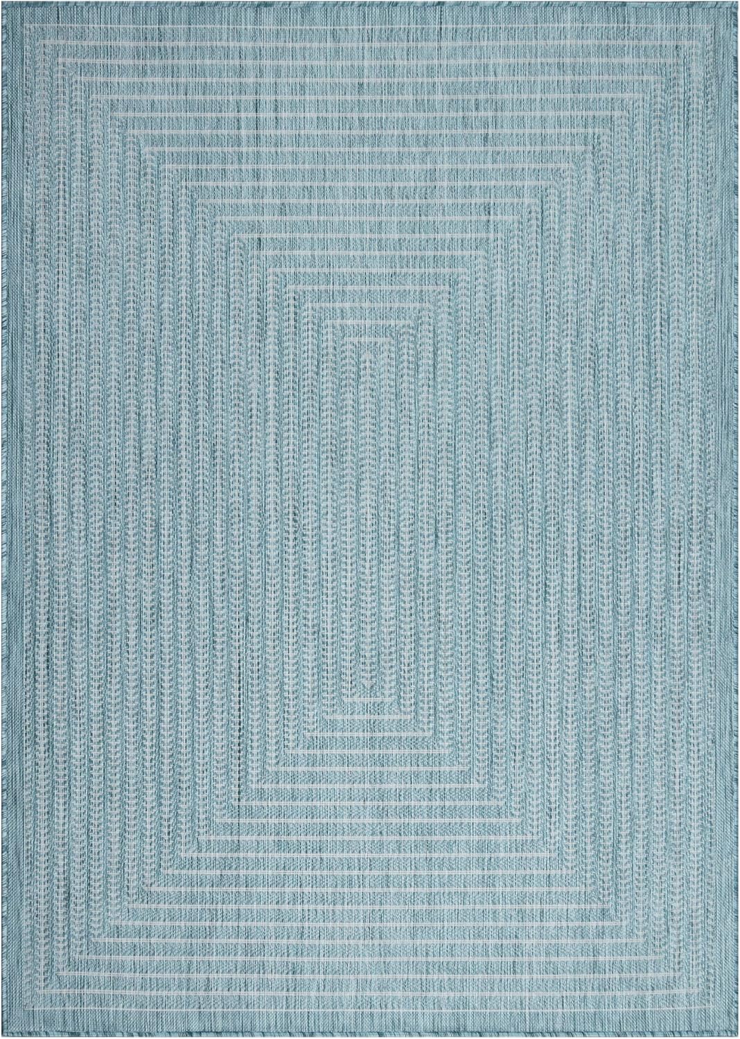 Adiva Rugs Outdoor Indoor Area Rug, Weather Resistant, Easy to Clean, Stain Resistant Floor Mat for Dining Room, Backyard, Deck, Patio (Aqua Weiss, 2'6" x 7')