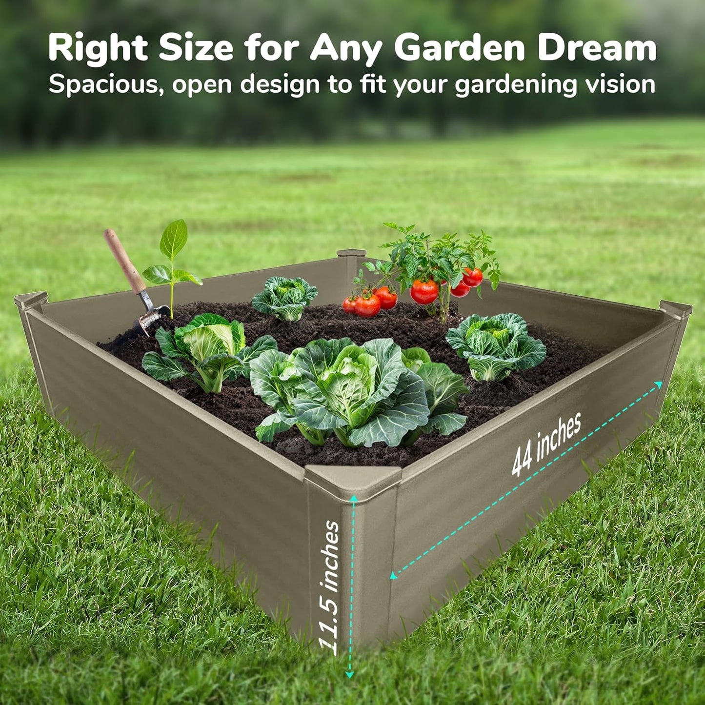Raised Garden Bed - 4x4 ft Planter Box - Weathered Wood HDPE - No Tools Needed - DIY Kit for Urban Gardening, Flowers, Herbs & Vegetables - Made in The USA