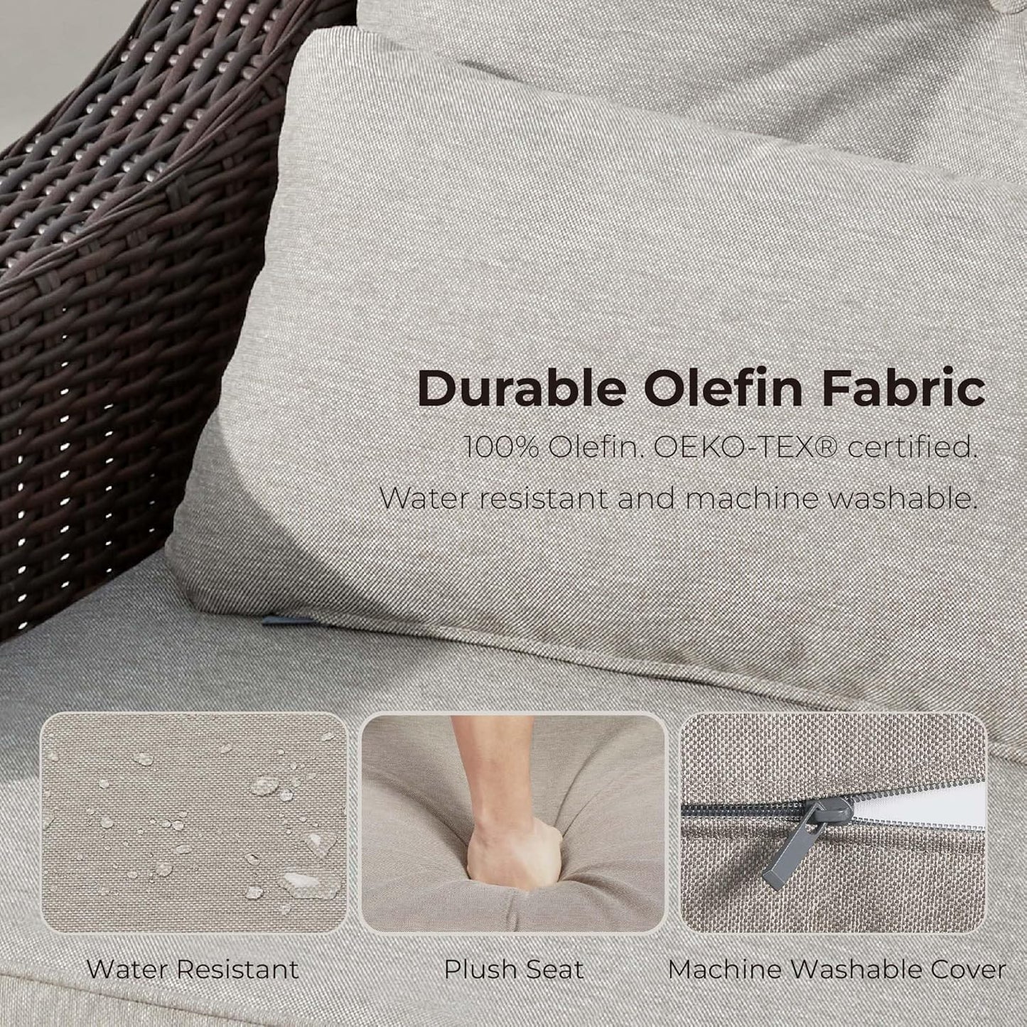 CHITA 2 Pieces Patio Wicker Chairs, 360° Rocking Swivels Outdoor Rattan Chair with Thickened Cushions for Backyard, Poolside, Garden or Porch