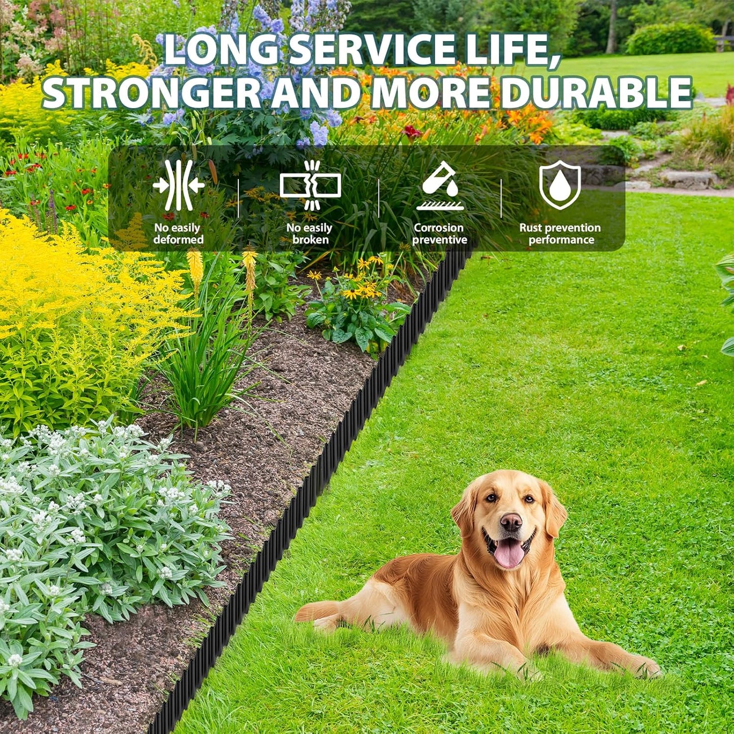 Used for DIY Metal Ripple Landscape Edging, Sturdy and Durable Garden Edging Border, Lawn and Tree Surround Fence Design (Black, 6"×40 Ft)