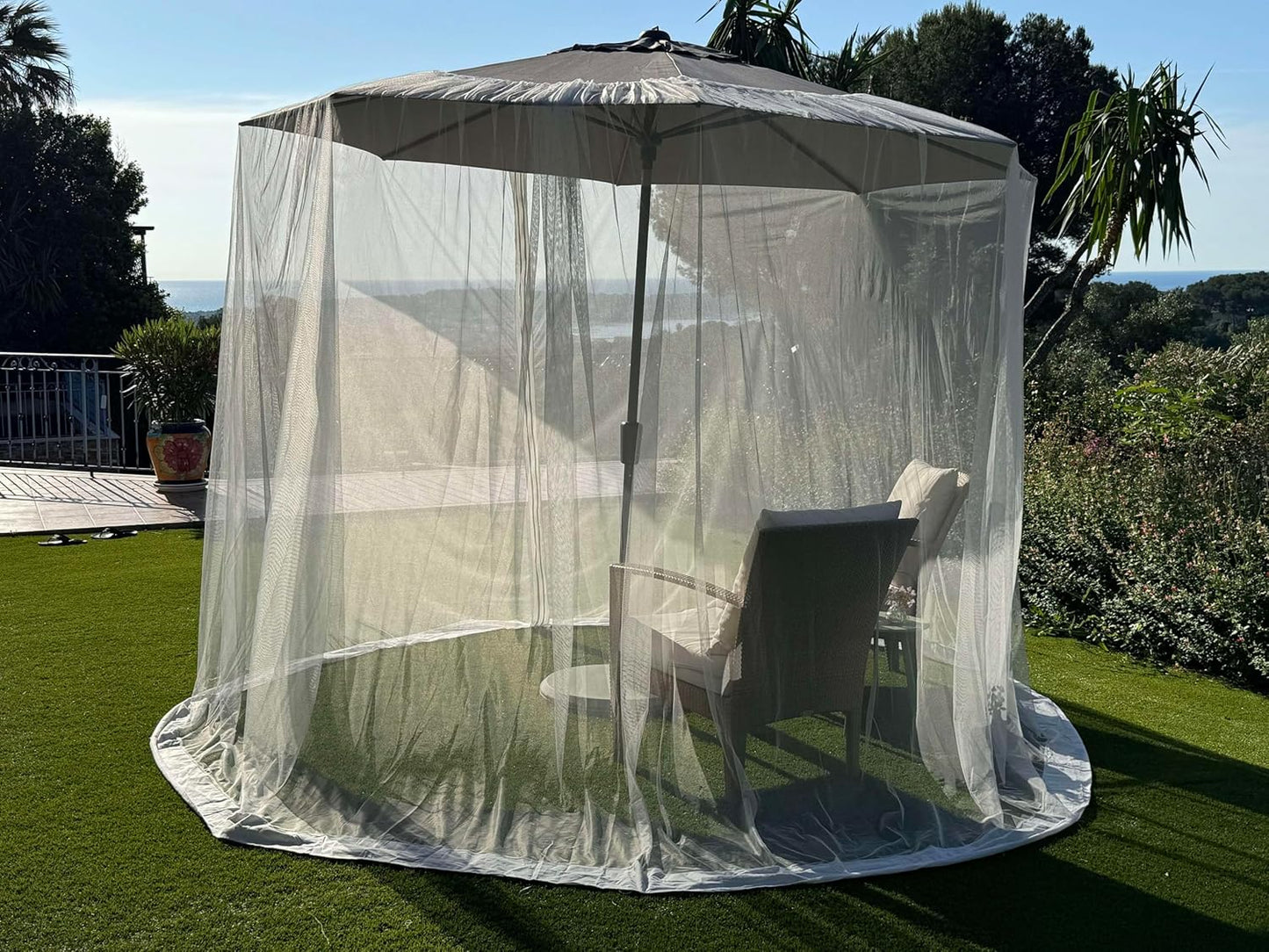 Mosquito Net for Umbrella 11 FT | Large Sizes & Fabric Designed for Outdoors | Insect House Screen Netting for Patio, Porch & Garden Terrace | Outside Canopy Bug & Fly Protection Enclosure