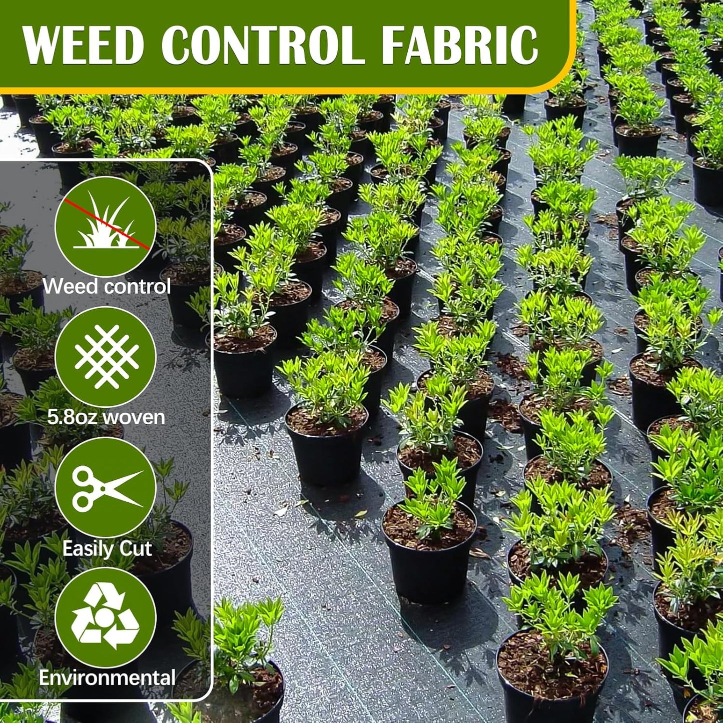 4x200FT Weed Barrier Fabric, Heavy Duty Weed Barrier Landscape Fabric, Garden Weed Barrier Fabric for Garden Fabric, Landscaping Fabrics, Driveway Fabrics