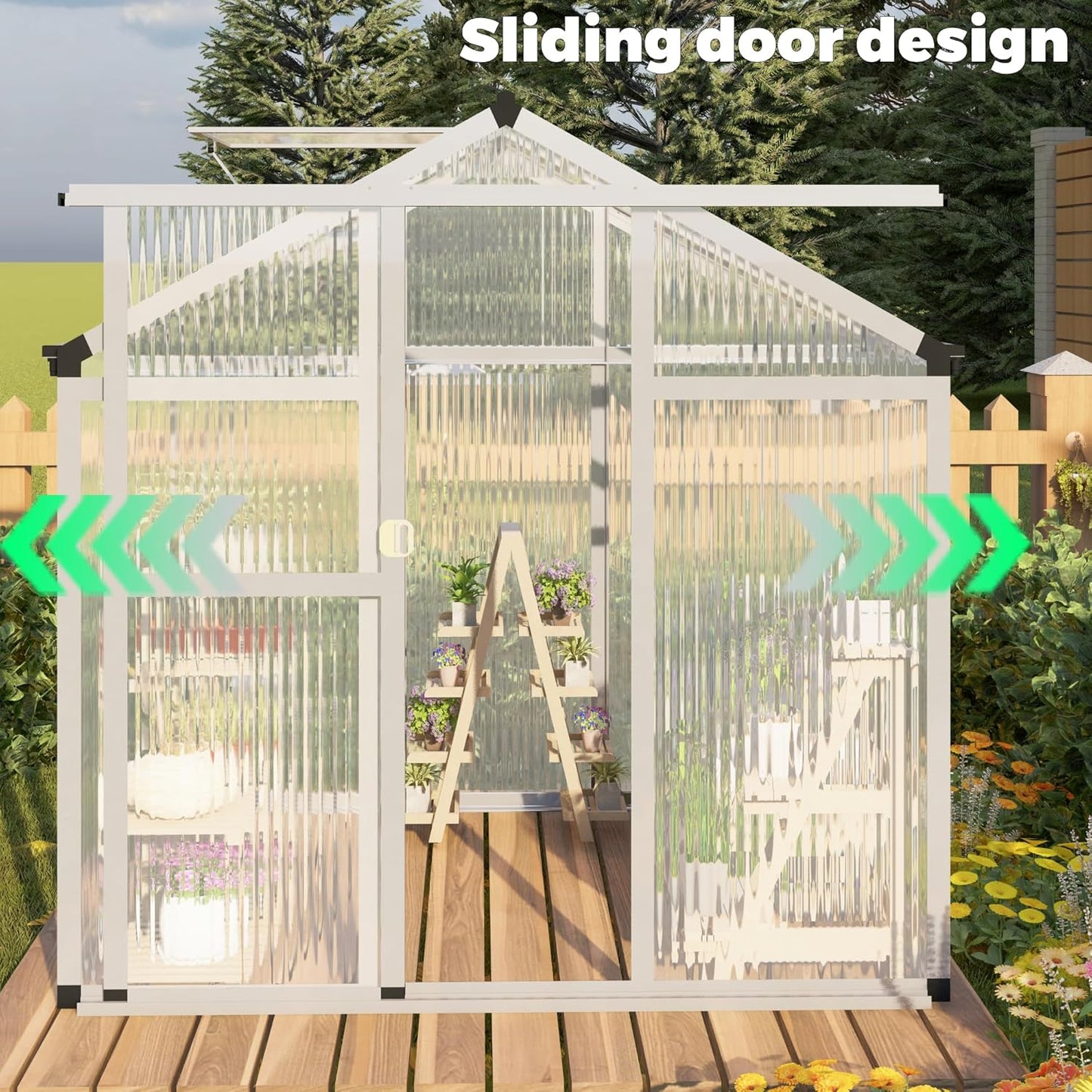 6 x 6FT Greenhouse for Outdoors,Polycarbonate Garden Backyard,Silver