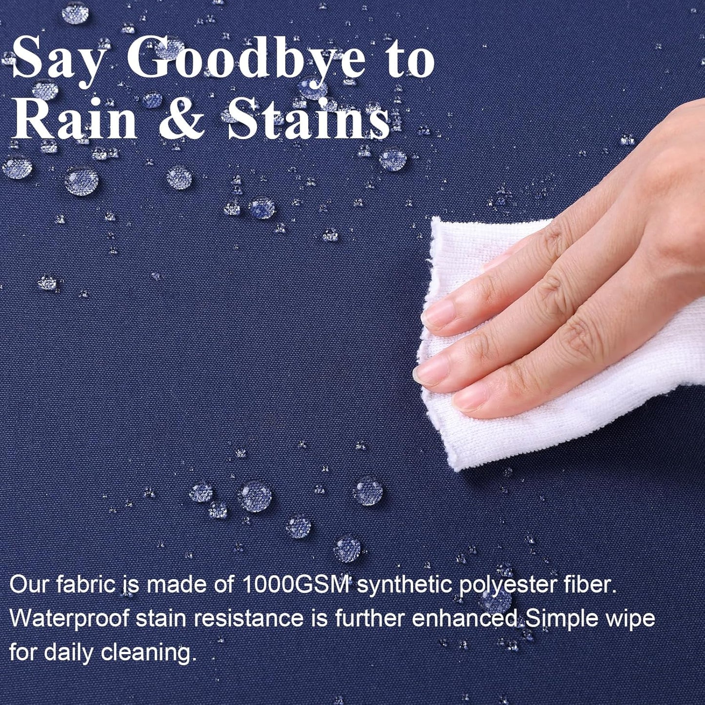 Outdoor Chair Cushions Set of 2 for Patio Furniture 18.5x16x3 Inch Waterproof Patio Chair Cushion 3 Year Color Fastness Rectangle Elastic Foam Garden Couch Pads with Ties and Handle,Blue