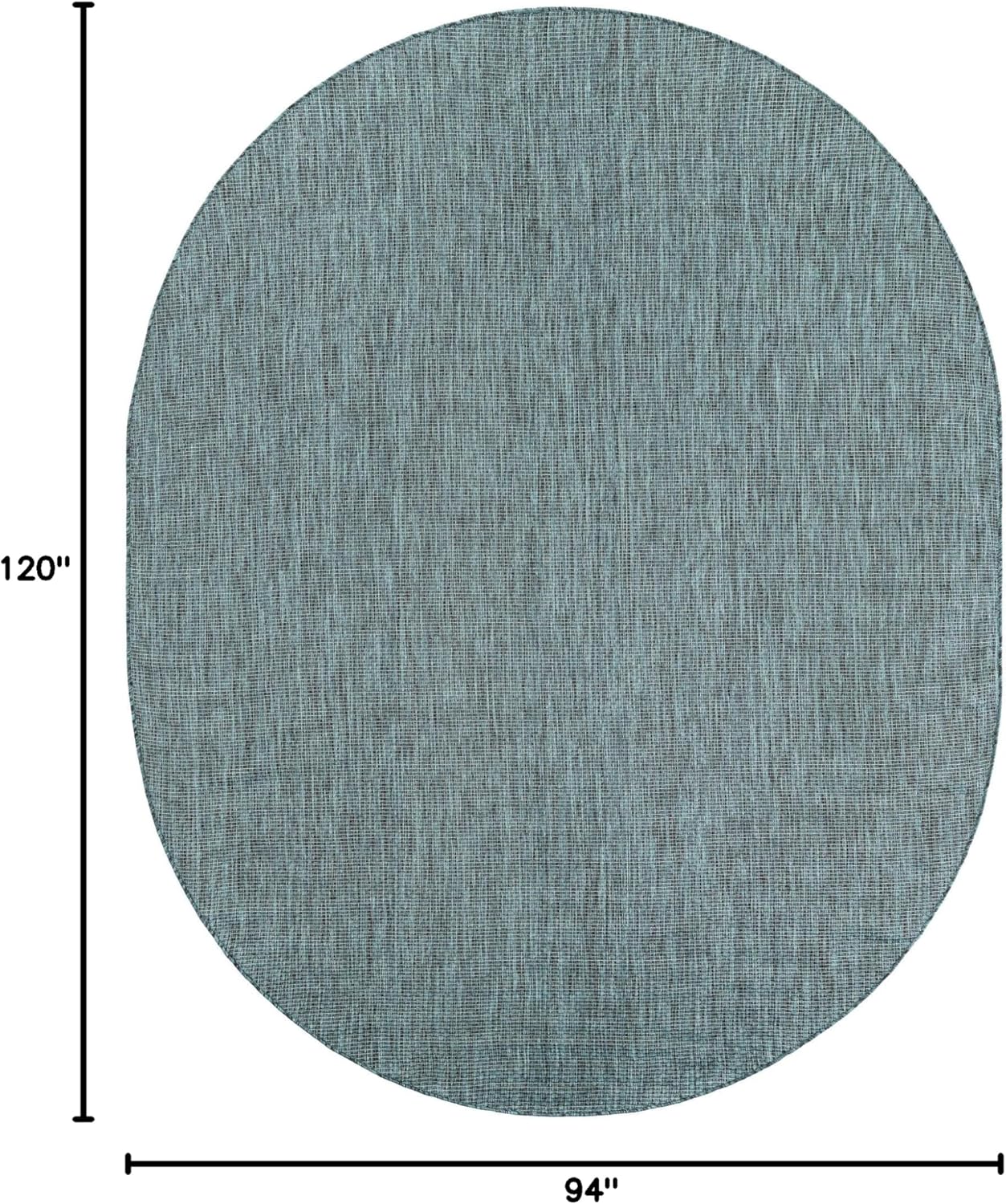 Unique Loom Outdoor Solid Collection Area Rug (7' 10" x 10' Oval Teal/Navy Blue)