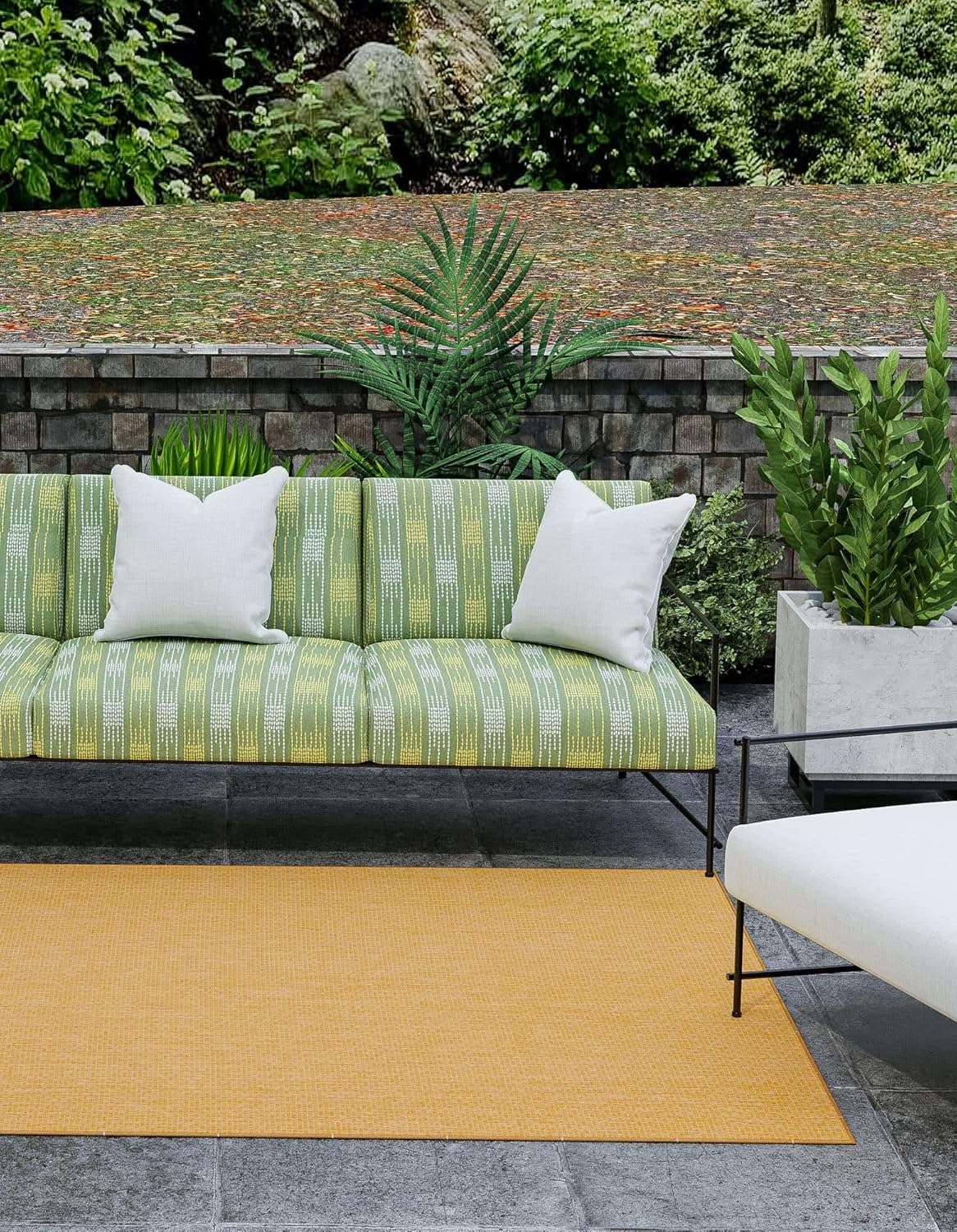 Unique Loom Collection Casual Transitional Solid Heathered Indoor/Outdoor Flatweave Area Rug (10' x 14' 1" Rectangle, Corn Harvest Yellow)