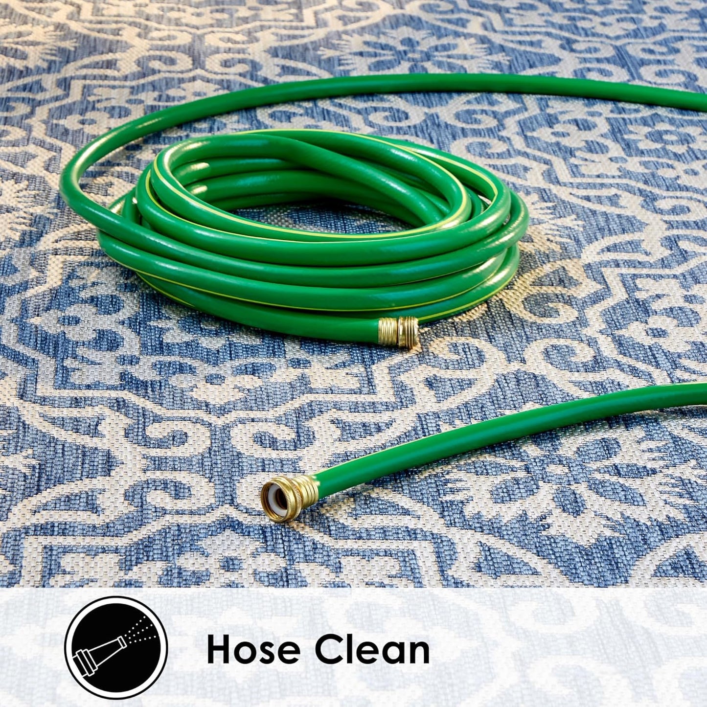 Nicole Miller New York Patio Country Julia Transitional Geometric Indoor/Outdoor Runner Area Rug, Blue/Grey, 1'9"x7'2"