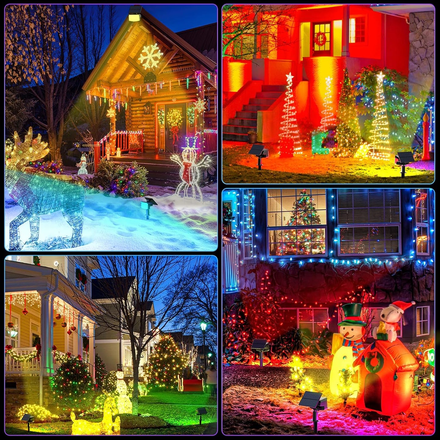 WELALO Solar Color Changing Spot Lights Outdoor, Waterproof Solar Christmas Lights with 9 Modes, Multicolor RGB Landscape Spotlights for Yard Driveway Lawn Patio Pathway Decorations, 6 Pack