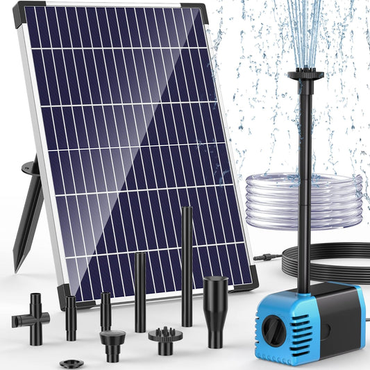 POPOSOAP Solar Water Pump 12W, Solar Water Fountain Pump with 160GPH Submersible Pond Pump Adjustable Flow for Solar Fountain, Pond, Fish Tank, Garden, Pool, Water Features