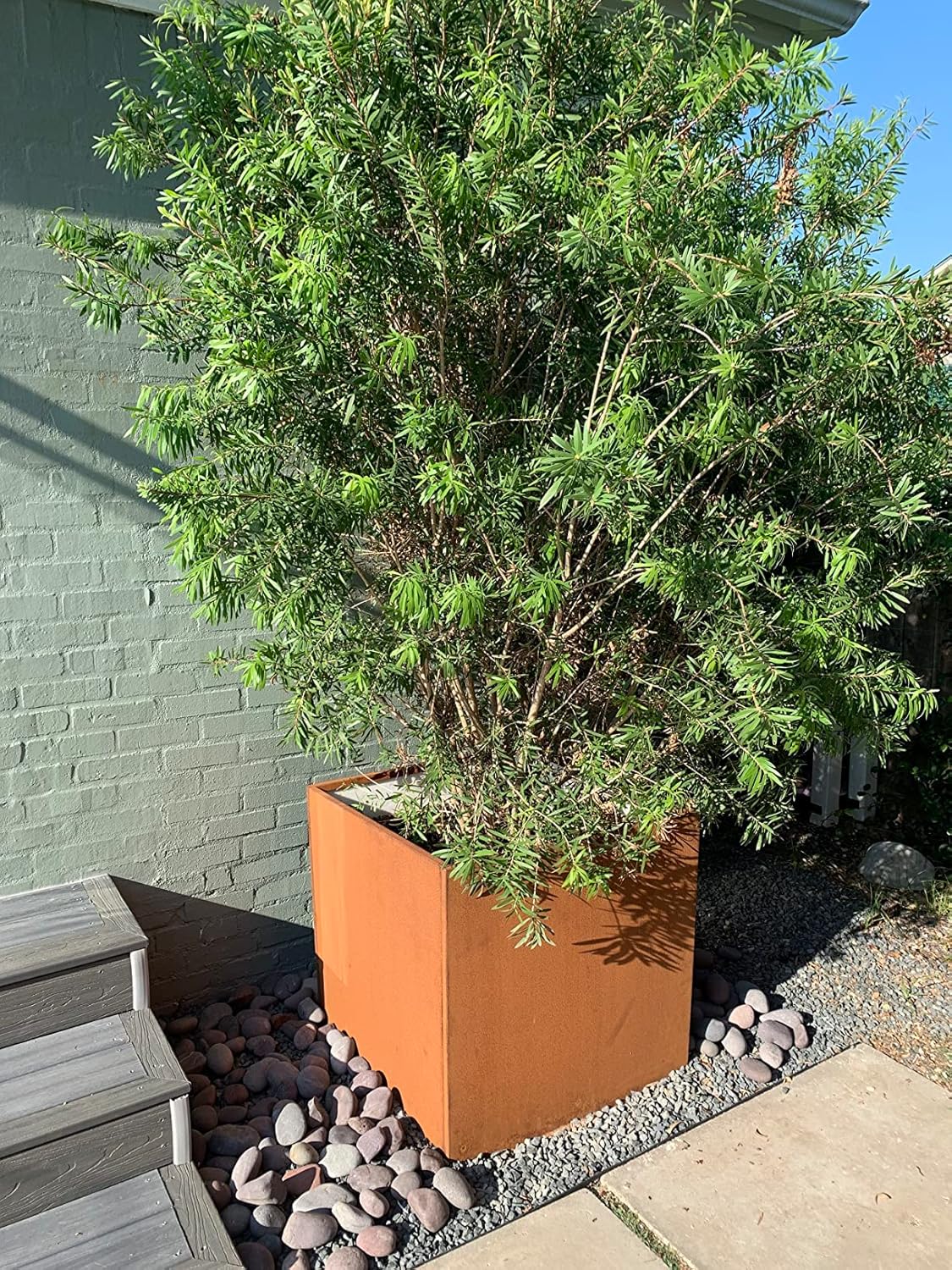 Corten Steel Planter Box Metal Square Planters Steel Large Planter Outdoor Tall Plant Durable Antique Detached for Commercial Residential Patio Deck and Backyard 26 Inch