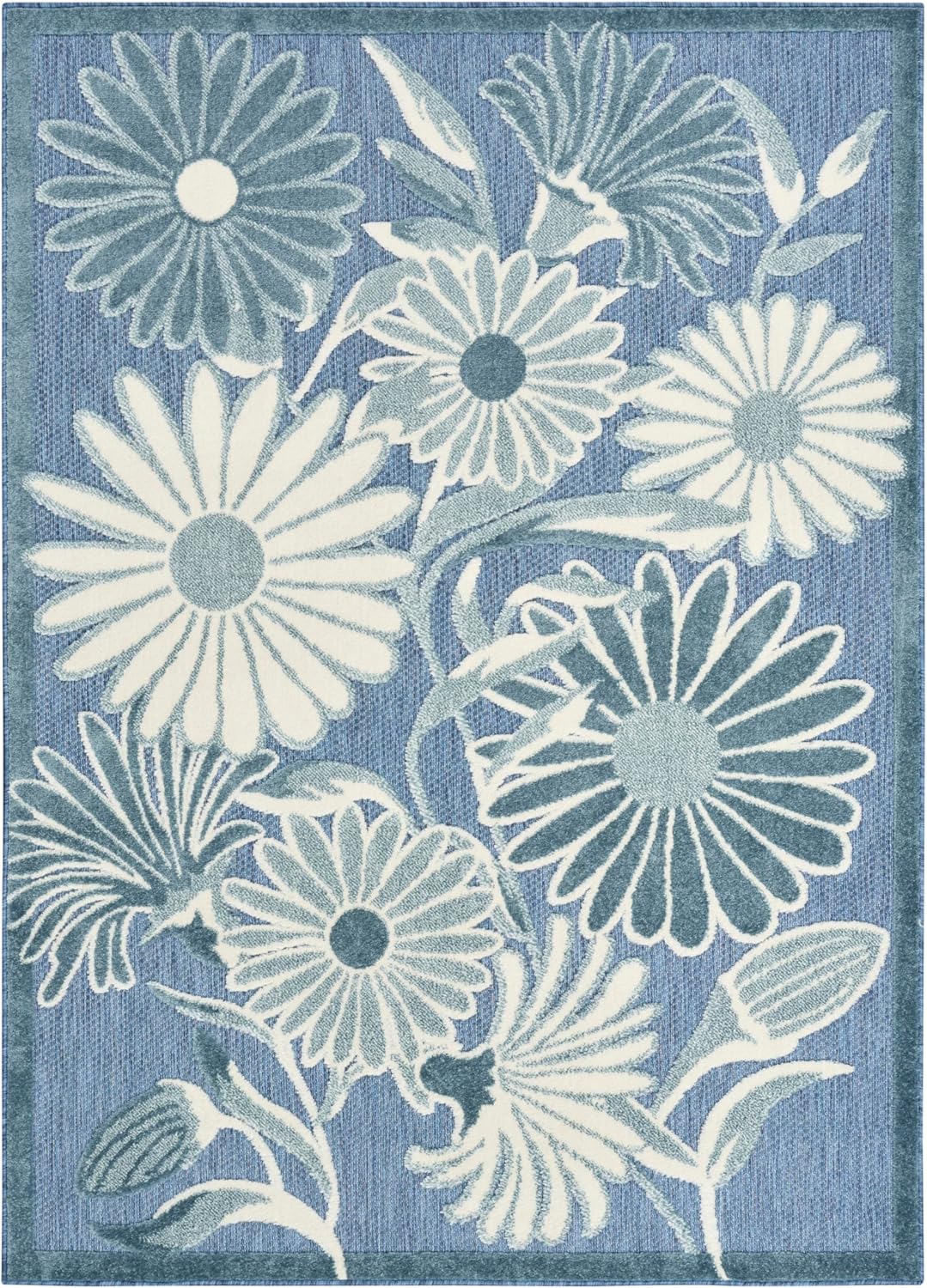 Nourison Aloha Blue 7'10" x 10'6" Area Rug - Easy Clean, Non Shedding, Bed Room, Living Room, Dining Room, Kitchen (8' x 11')