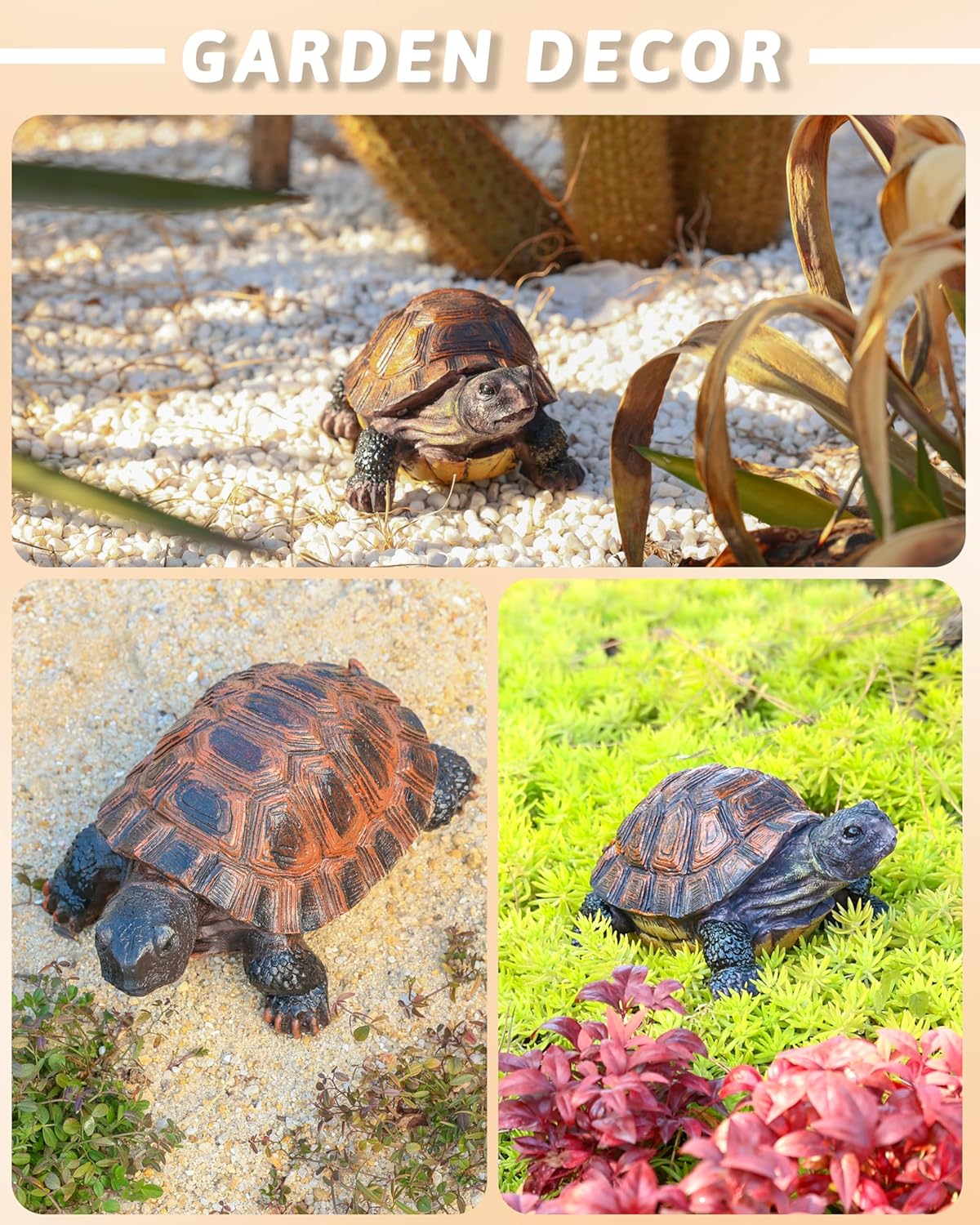 Turtle Statue, Resin Garden Sculpture Indoor/Outdoor Yard Lawn Ornament,Home Decor (Medium)