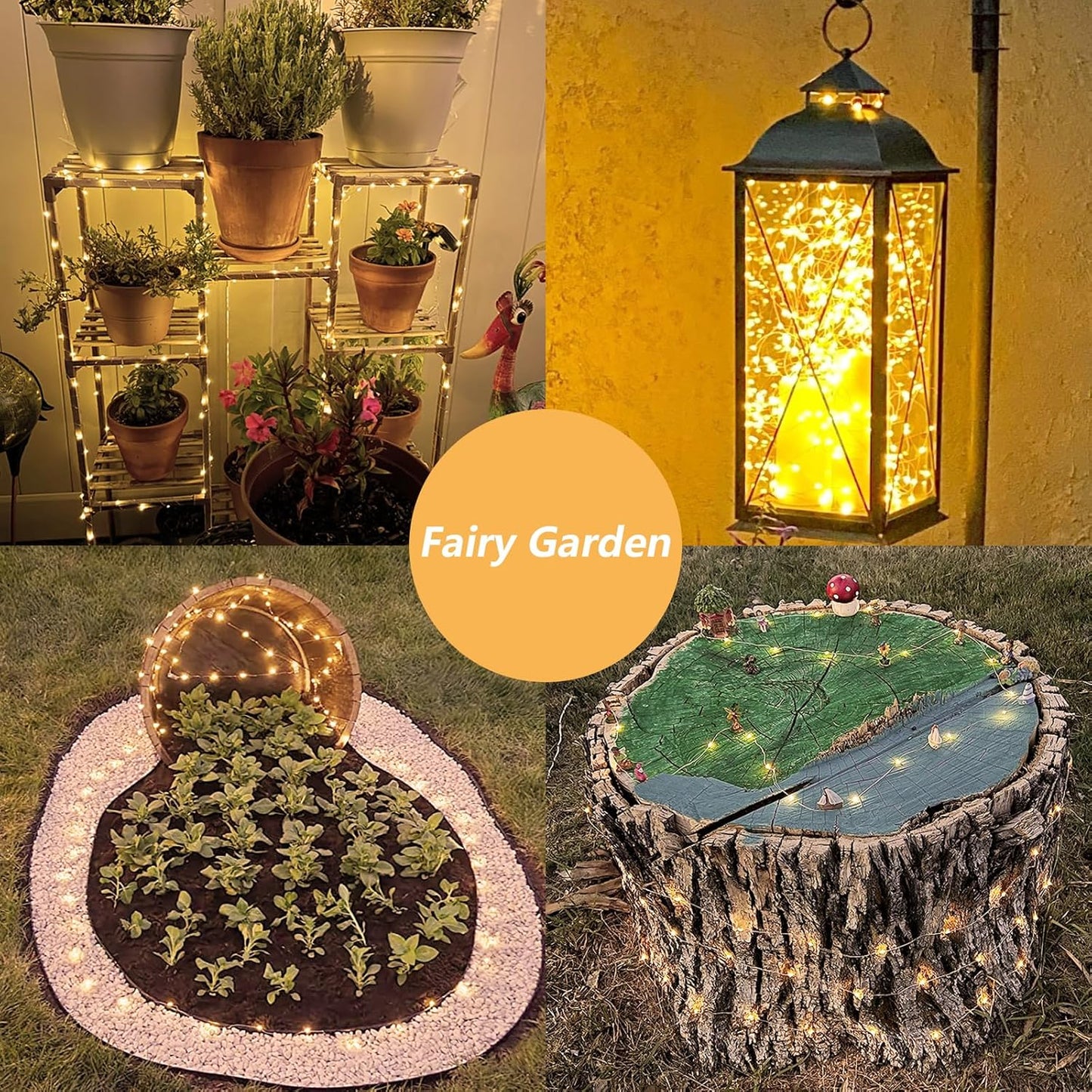 YEGUO Solar Fairy Lights Outdoor Waterproof, 4 Packs Each 33ft 100 LED Christmas Lights Warm White, 8 Modes Silver Wire Twinkle String Lights