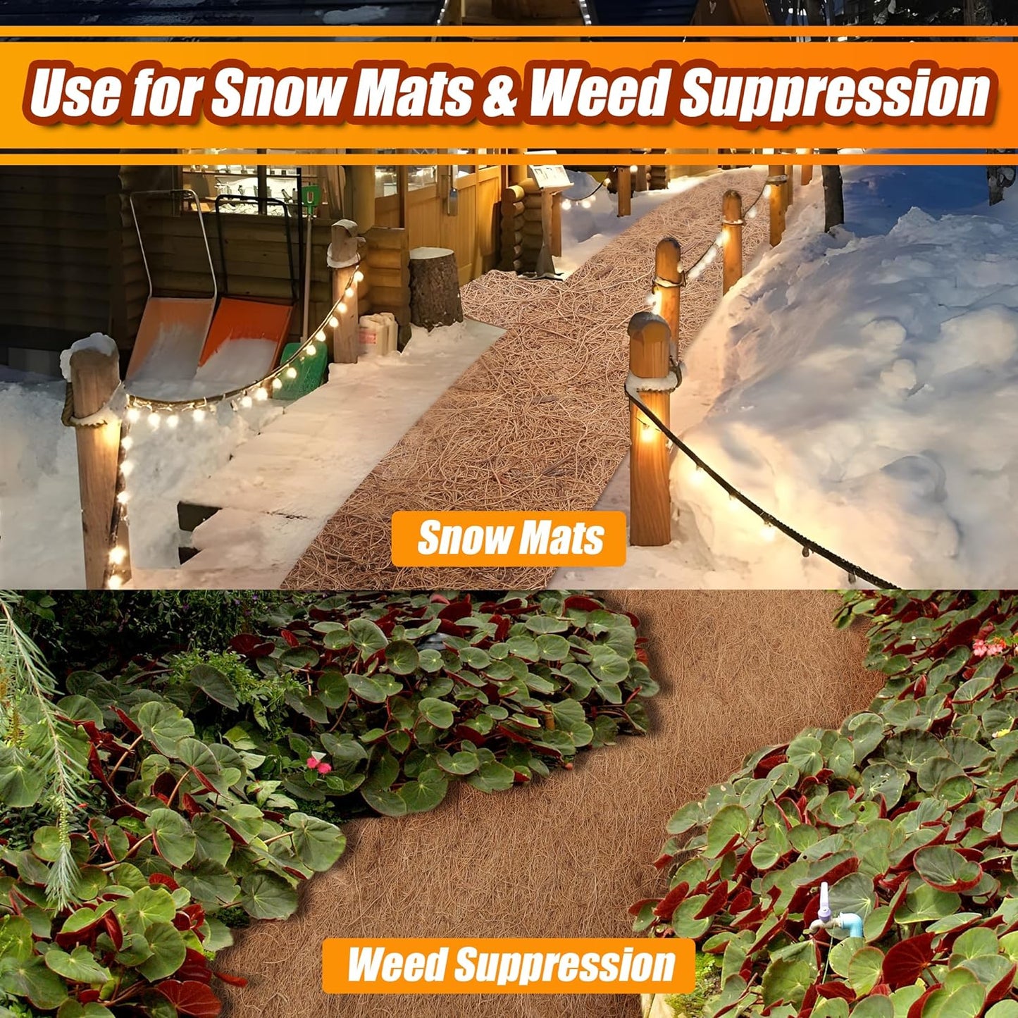 Coco Liner Roll, 16 x 160 Inch Coconut Fiber Liners for Planter Window Box Flower Basket, Natural Coco Coir Sheet Coco Mats for Animal Pet Pad, Reptile Carpet, Garden Decoration