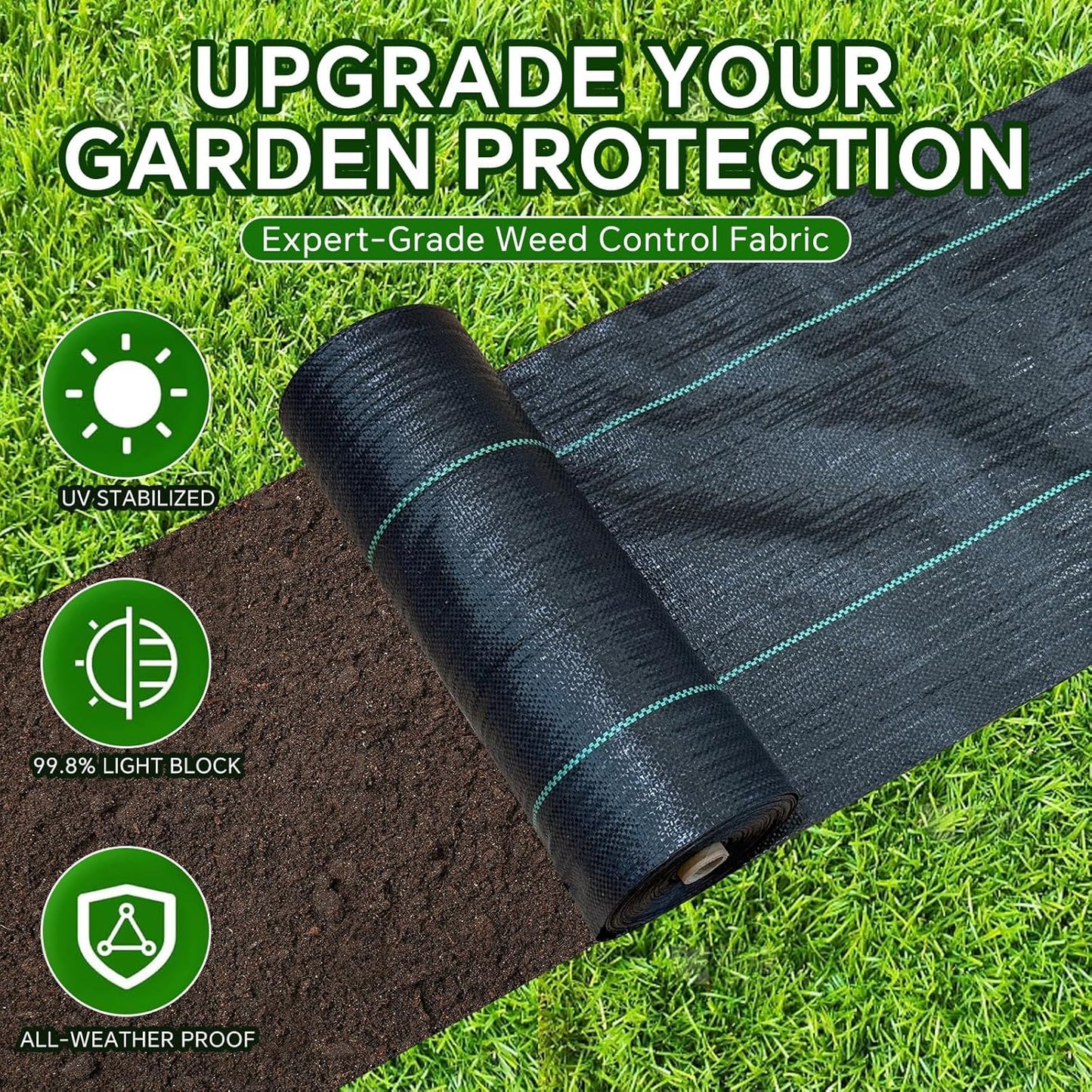 Weed Barrier Landscape Fabric Heavy Duty,3.2 OZ Premium Garden Weed Blocker Fabric for Weed Control, Plastic Ground Cover with Woven Weed Cloth,Durable Landscaping Fabric (2.8 X 100FT)