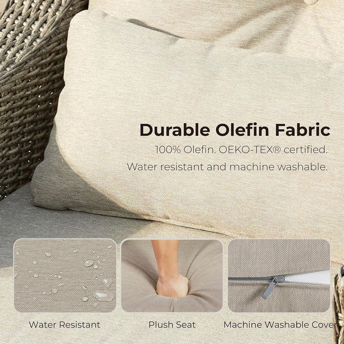 CHITA Patio Wicker Chair, 360° Rocking Swivel Outdoor Rattan Chair with Thickened Cushions for Backyard, Poolside, Garden or Porch