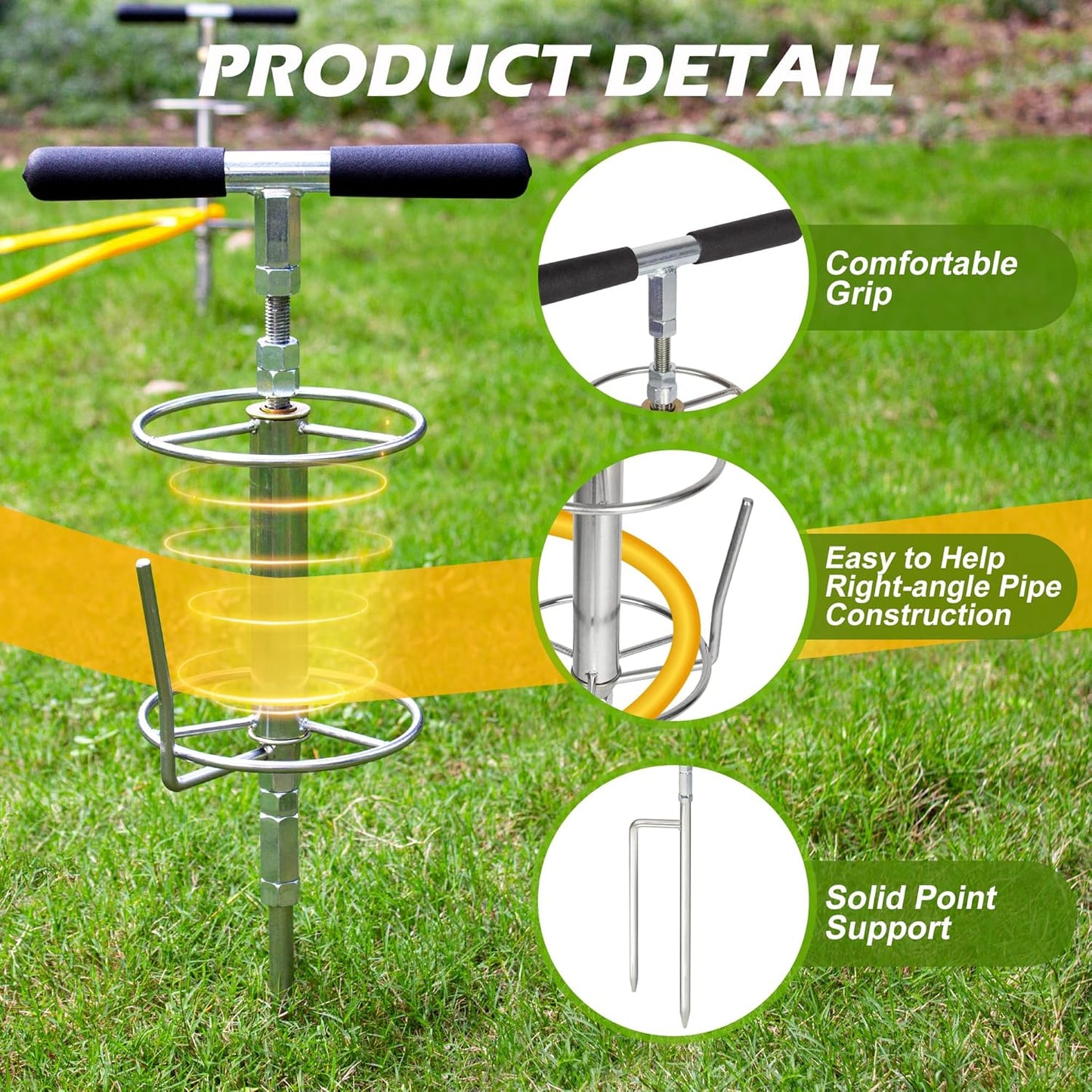 Walensee 32" Garden Hose Guide Spike Right Angle Hose Pulling Stand, Heavy Duty Metal Hose Reel for Garden Corner Auxiliary Watering Hose Reel, Lawn & Garden Watering Equipment, Plant Flower Protector
