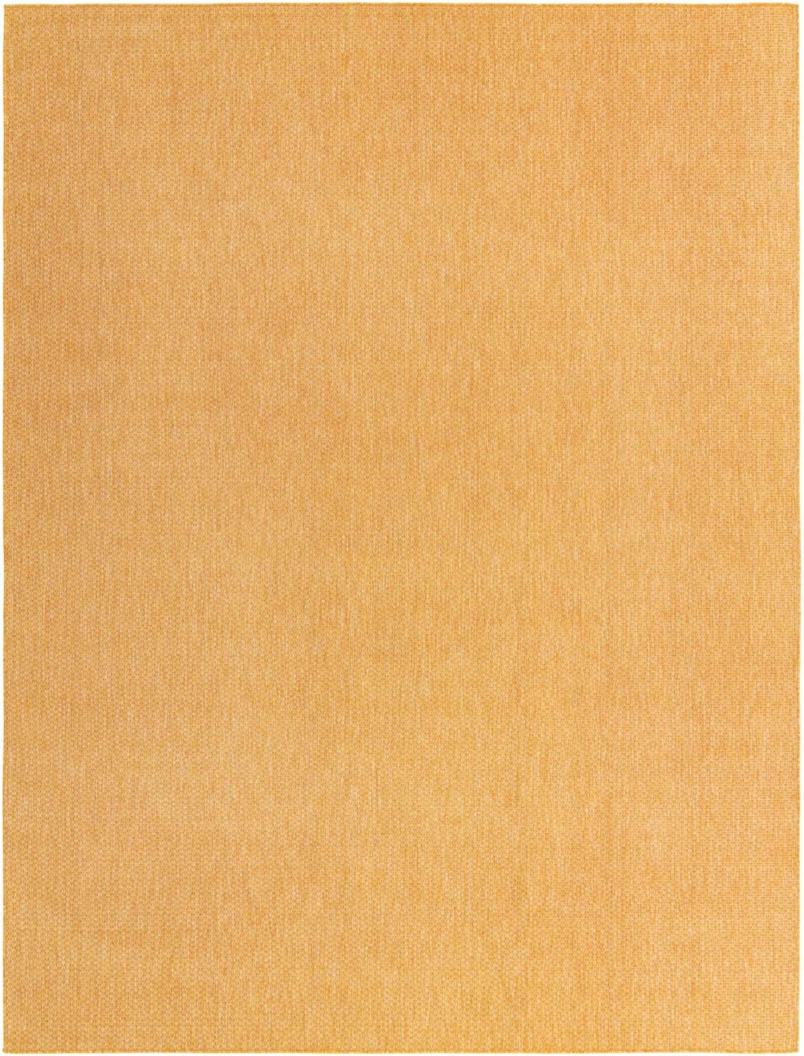 Unique Loom Collection Casual Transitional Solid Heathered Indoor/Outdoor Flatweave Area Rug (10' x 13' 1" Rectangle, Corn Harvest Yellow)