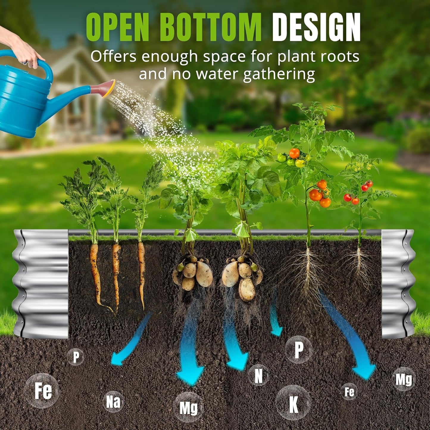 Sponvatt Raised Garden Bed - Outdoor Galvanized Raised Garden Bed Planter Boxes, Large Oval Metal for Gardening Planter Box Kit,Suitable for Vegetables,Herbs (Silver, 8x4x1 Ft)