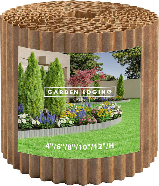 Metal Garden Edging Border, Corrugated Steel Landscaping, DIY for Lawn (Rusty, 6 Inch x 20FT)