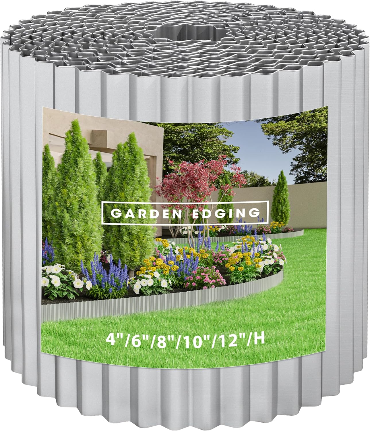 Metal Garden Edging Border, Corrugated Steel Landscaping, DIY for Lawn (Silver, 6 Inch x 20FT)