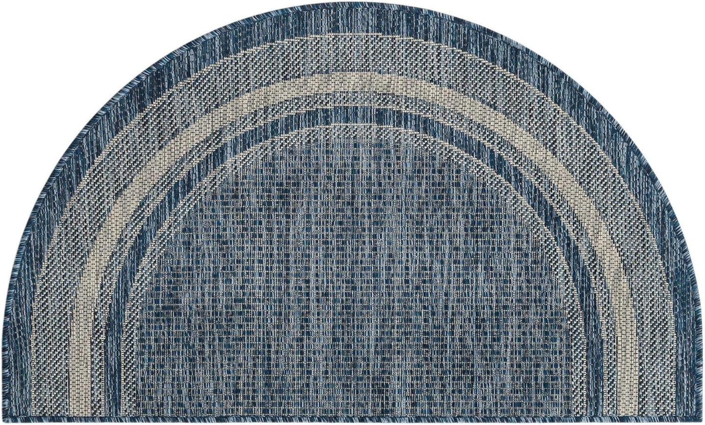 Unique Loom Outdoor Border Collection Area Rug - Soft Border (2' 2" x 3' 7" Hearth, Blue/ Ivory)