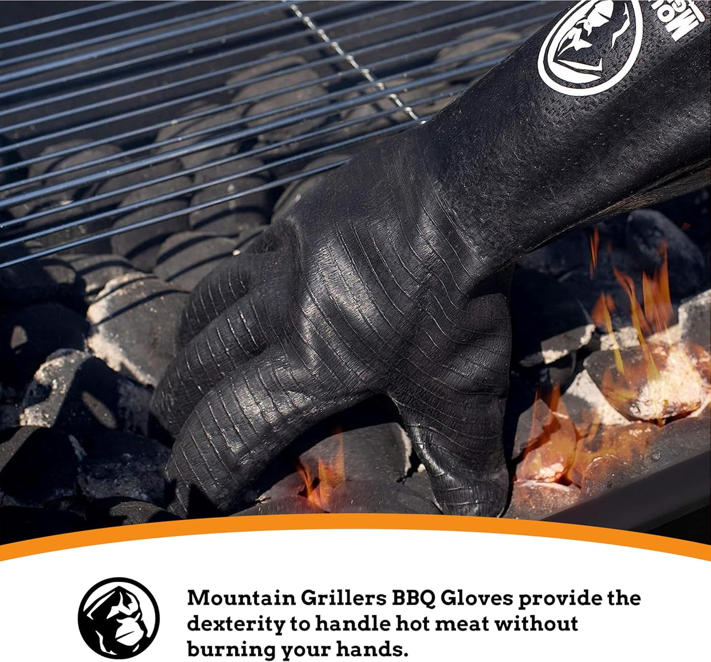 Mountain Grillers Extreme Heat Resistant Gloves for Grill BBQ High Temperature Fire Pit Gloves Barbecue Cooking, Smoker, Oven, Fryer, Grilling Waterproof, Fireproof Oil Resistant Neoprene Coating 14in