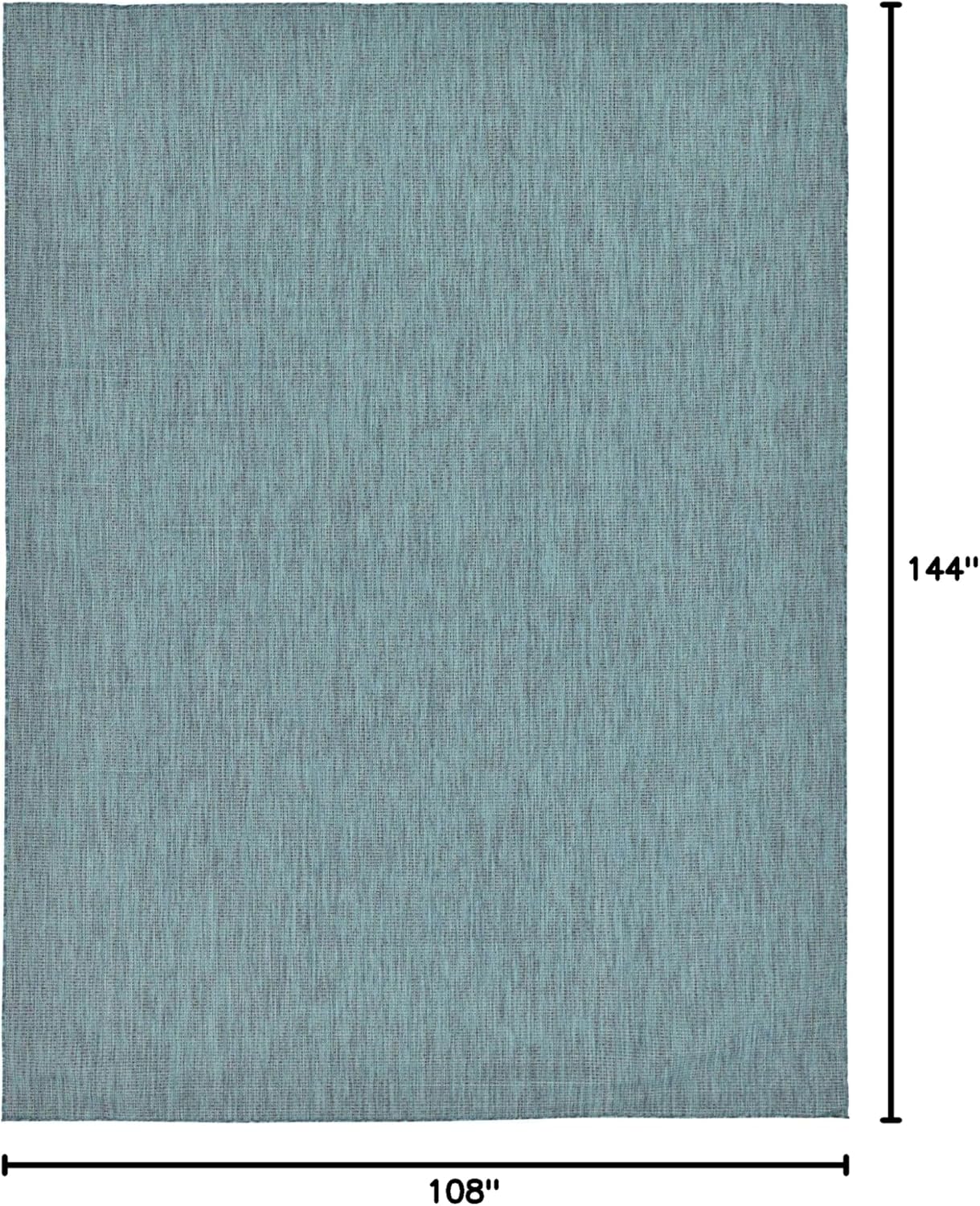 Unique Loom Collection Casual Transitional Solid Heathered Indoor/Outdoor Flatweave Area Rug (9' x 12' Rectangle, Teal/Navy Blue)
