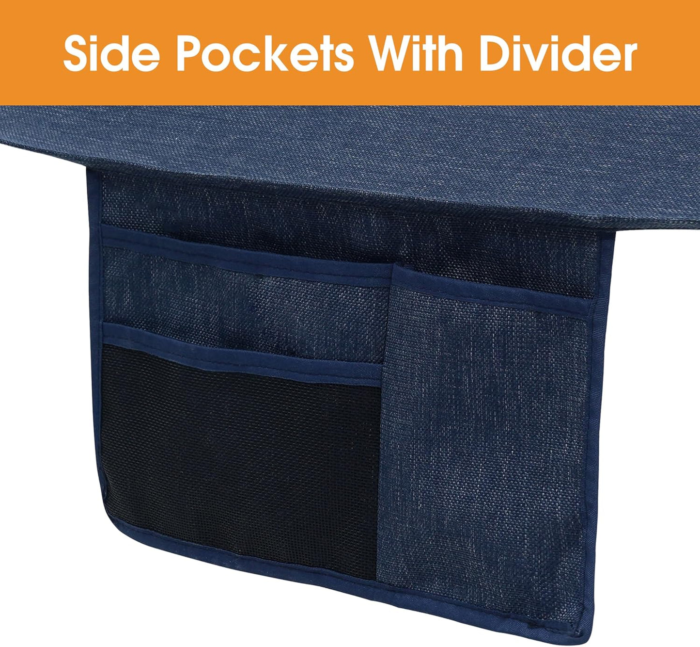 Lazy Daze Hammocks 11 FT Double Outside Hammock Quick Dry Olefin Fabric Hammock with Spreader Bar & Side Pocket for Outdoor Poolside Backyard 450 lbs Capacity, Heather Navy