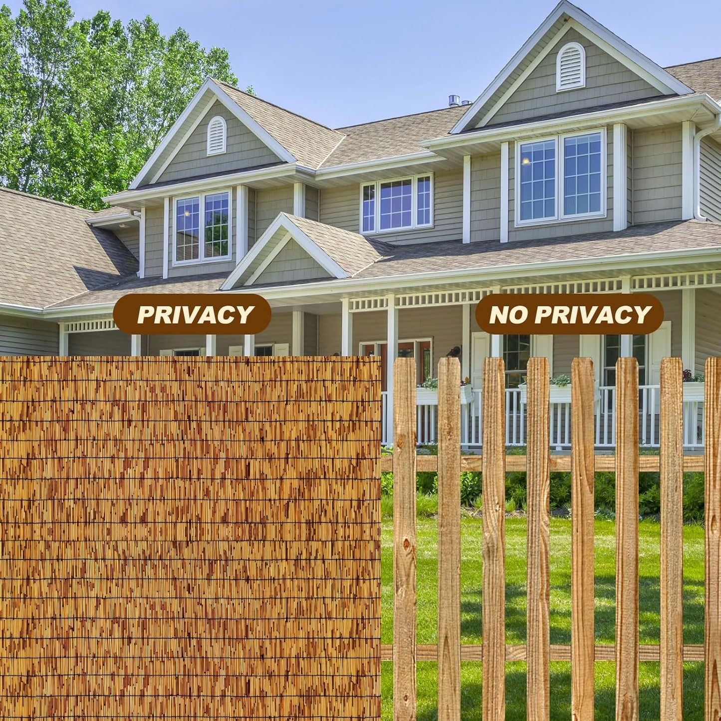 Reed Fencing Rolls,Patio Privacy Screen 5 Feet High,Decorative Bamboo Fence Rolls for Patio Balcony Garden Backyard Outdoor,5x16FT