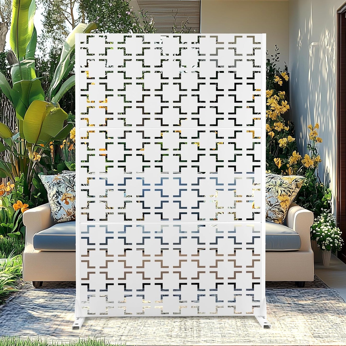 Outdoor Privacy Screen,72" H×47" W Metal Privacy Screen, Freestanding Privacy Fence Panels for Patio