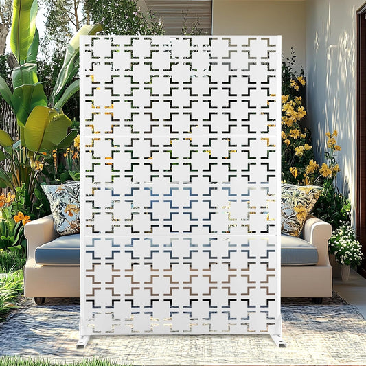 Outdoor Privacy Screen,72" H×47" W Metal Privacy Screen, Freestanding Privacy Fence Panels for Patio