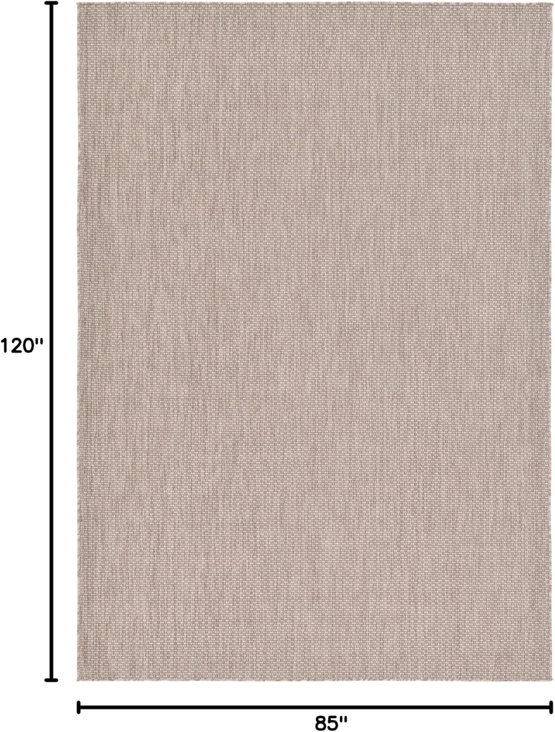 Unique Loom Collection Casual Transitional Solid Heathered Indoor/Outdoor Flatweave Area Rug (7' 1" x 10' Rectangle, Beige/Ivory)