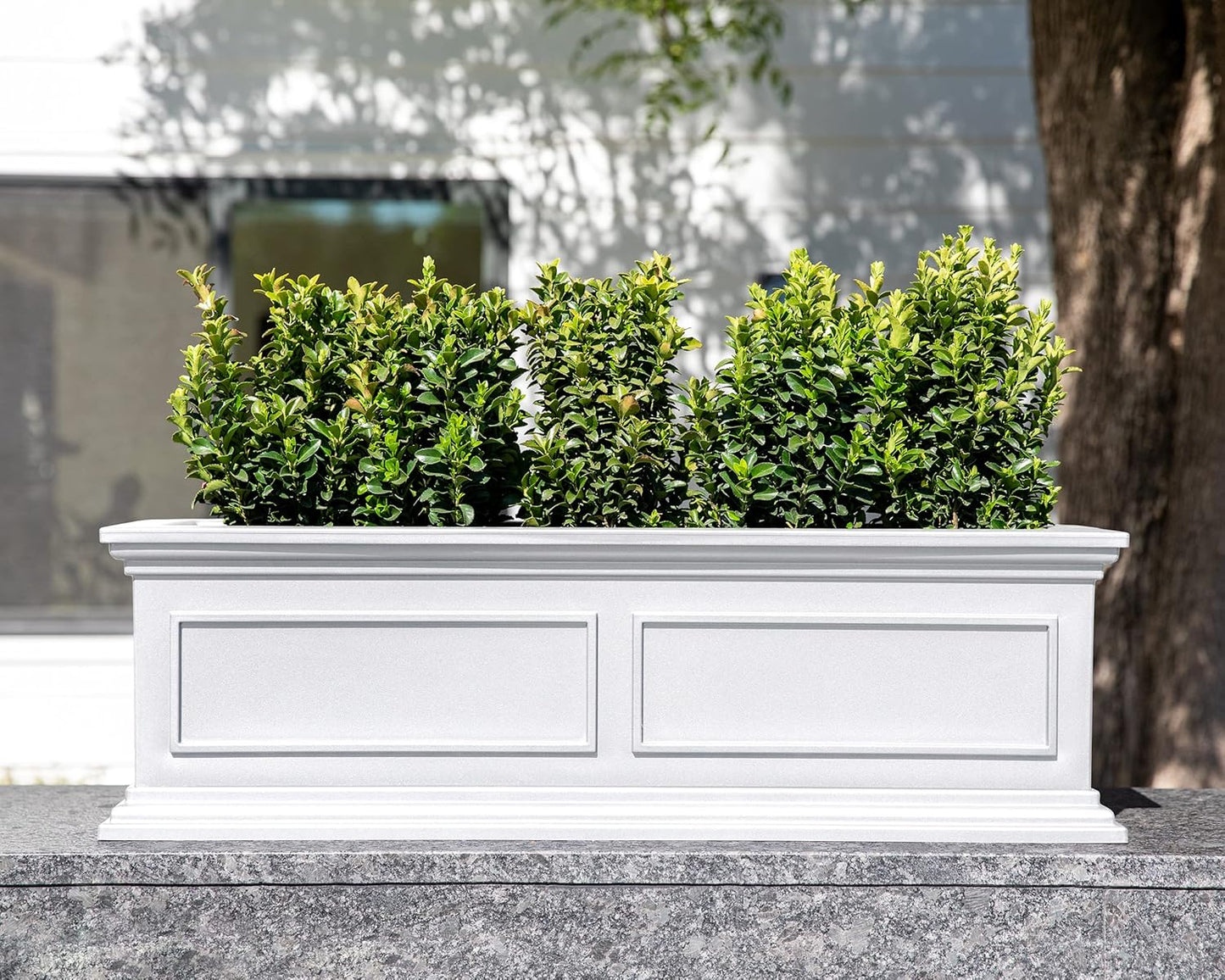 Veradek Brixton Window Box Plastic Planter - Large Rectangular Planter for Outdoor Balcony/Windowsill | Crack-Resistant All-Weather | Classic Estate Design for Flowers, Herbs, Succulents